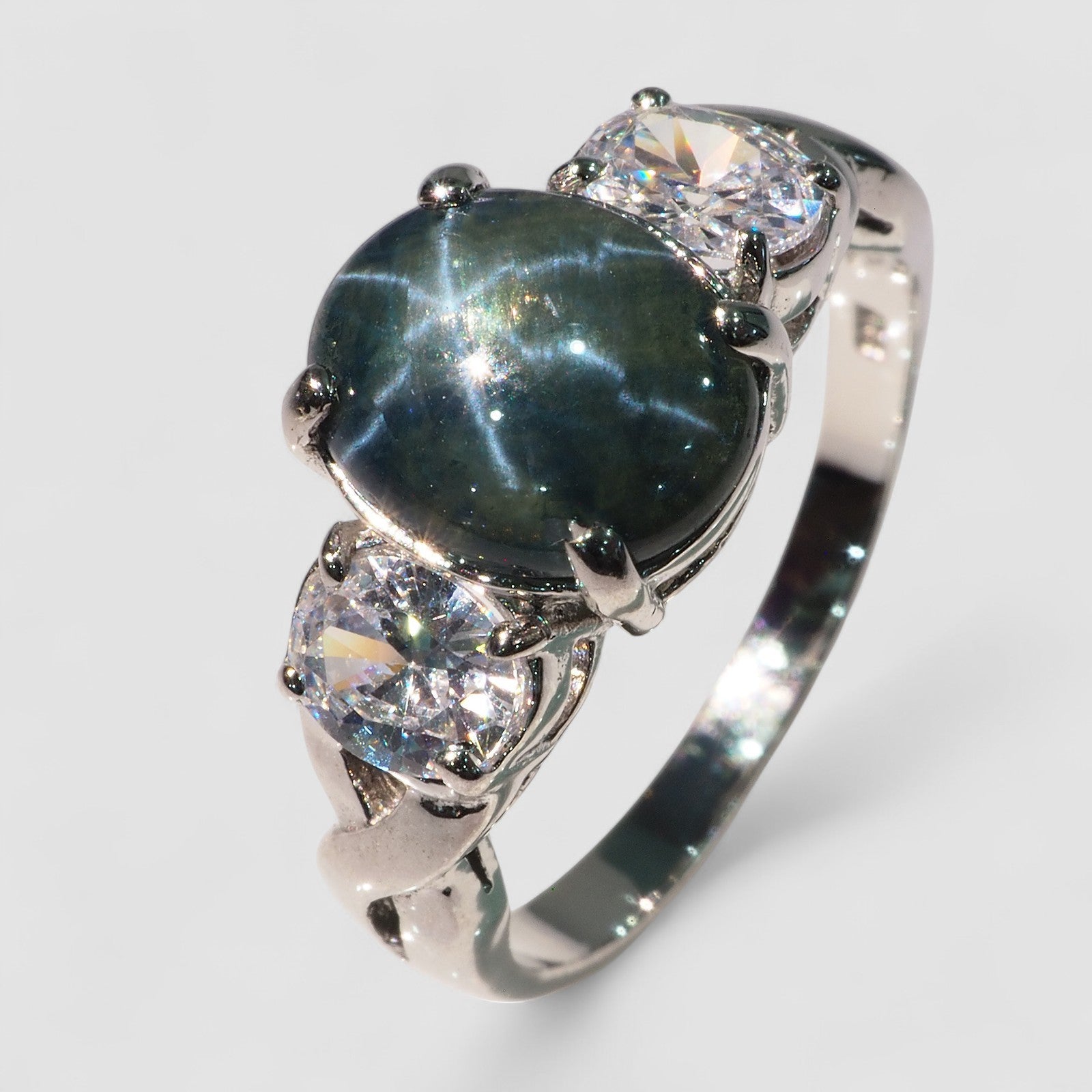 Blue Star Sapphire 925 Sterling Silver Ring, Anniversary Gift, Everyday Ring, Dainty Ring, Free Resizing