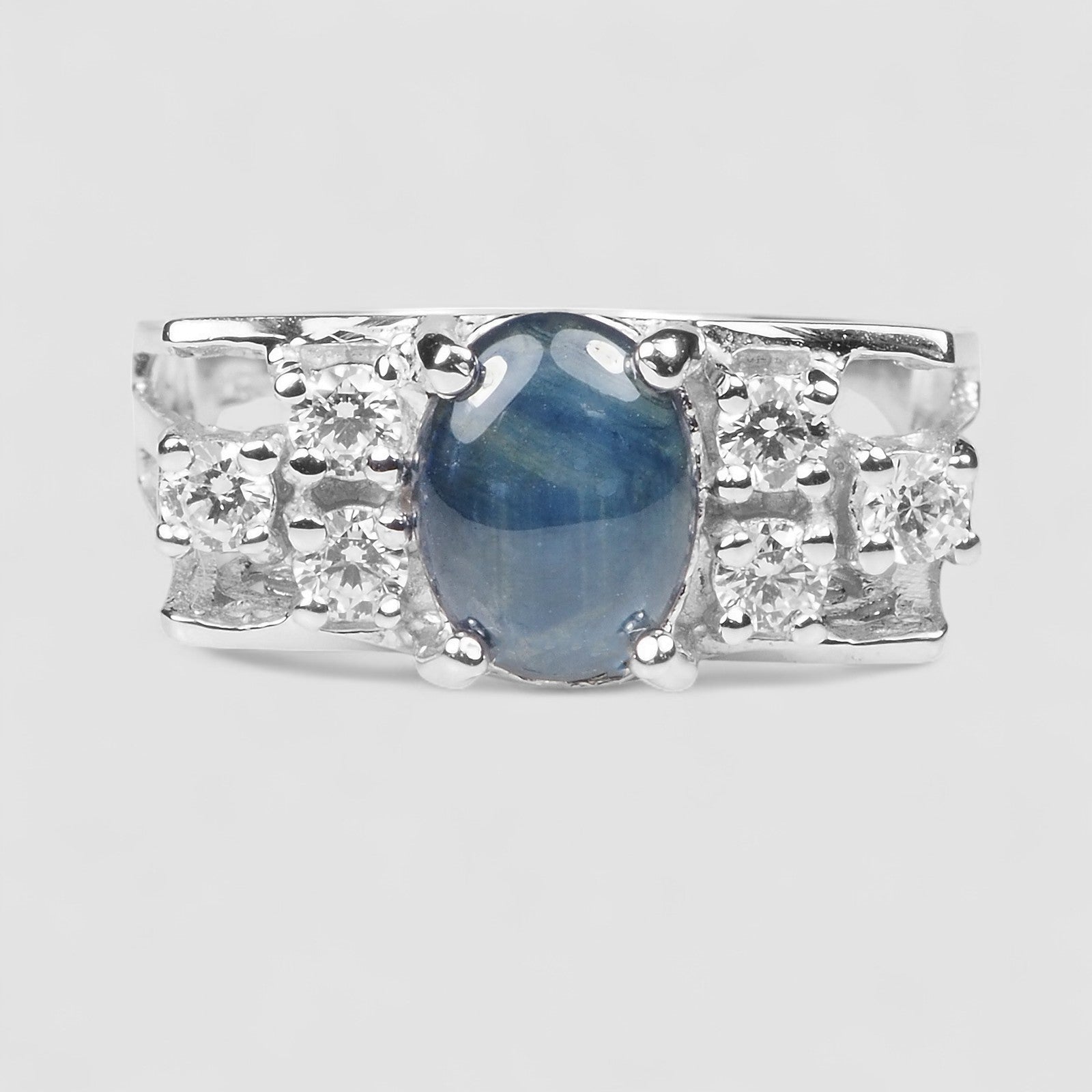 Blue Star Sapphire 925 Sterling Silver Ring