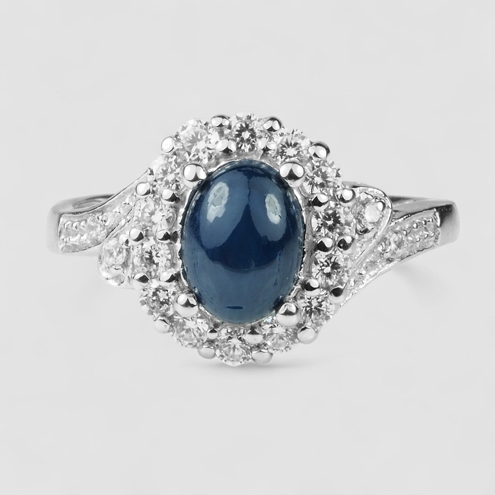 6 Rays Blue Star Sapphire 925 Sterling Silver Ring
