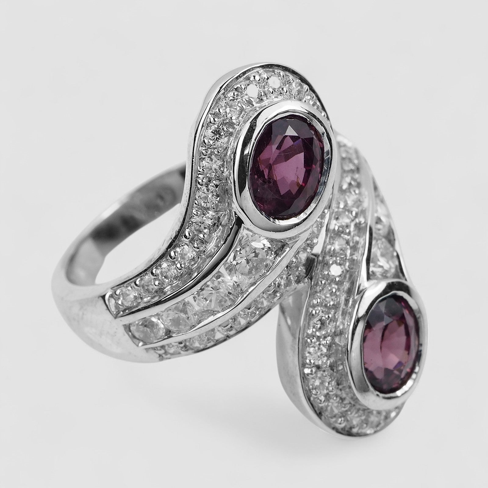 Double Stone Purple Spinel 925 Sterling Silver Ring, Genuine Gemstone, Free Resizing