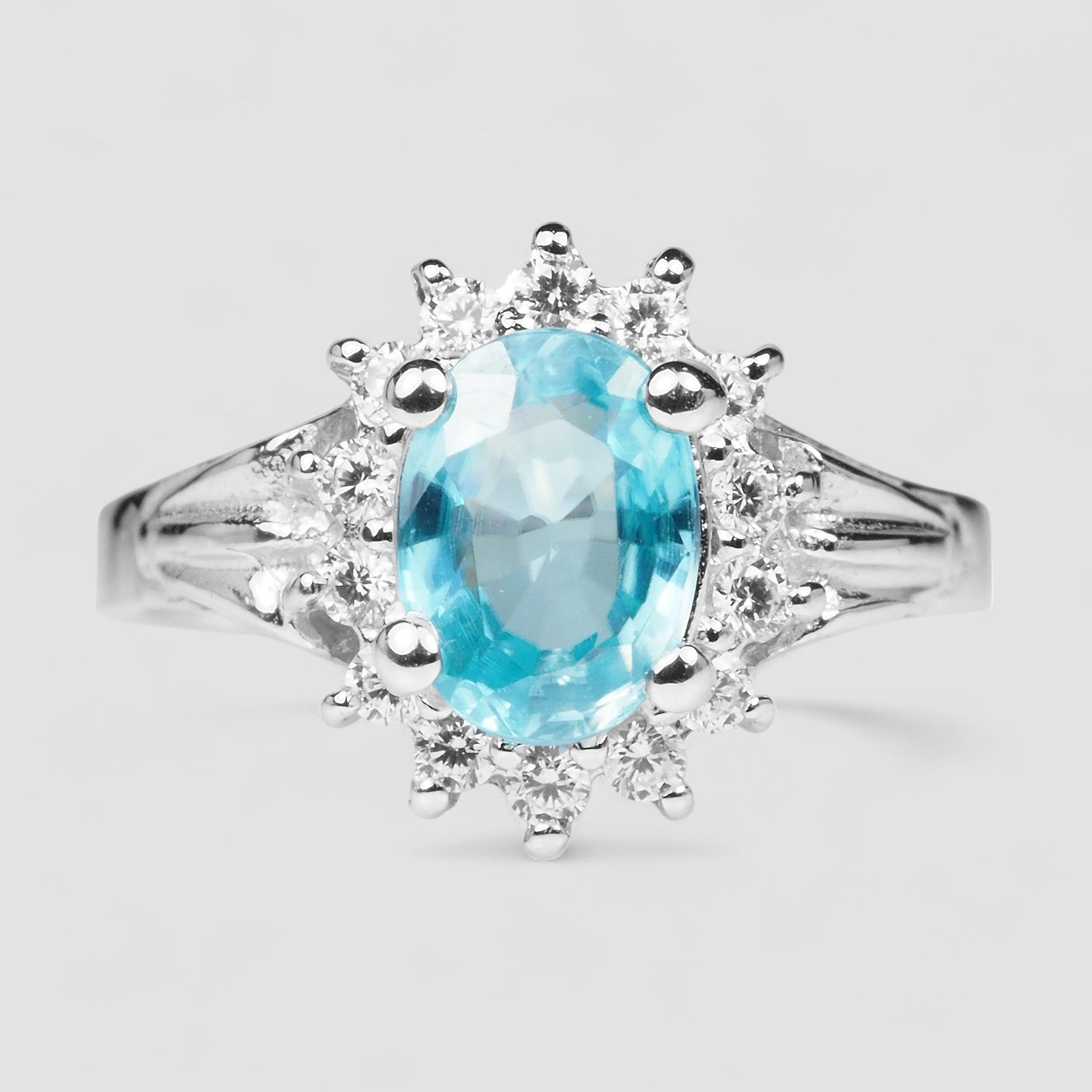 Blue Zircon 925 Sterling Silver Ring