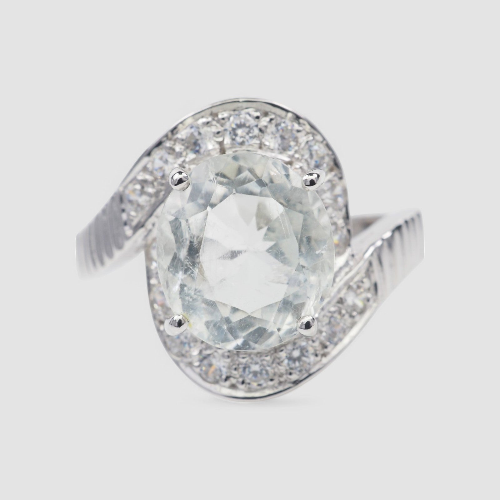 Pale Blue Aquamarine 925 Sterling Silver Ring