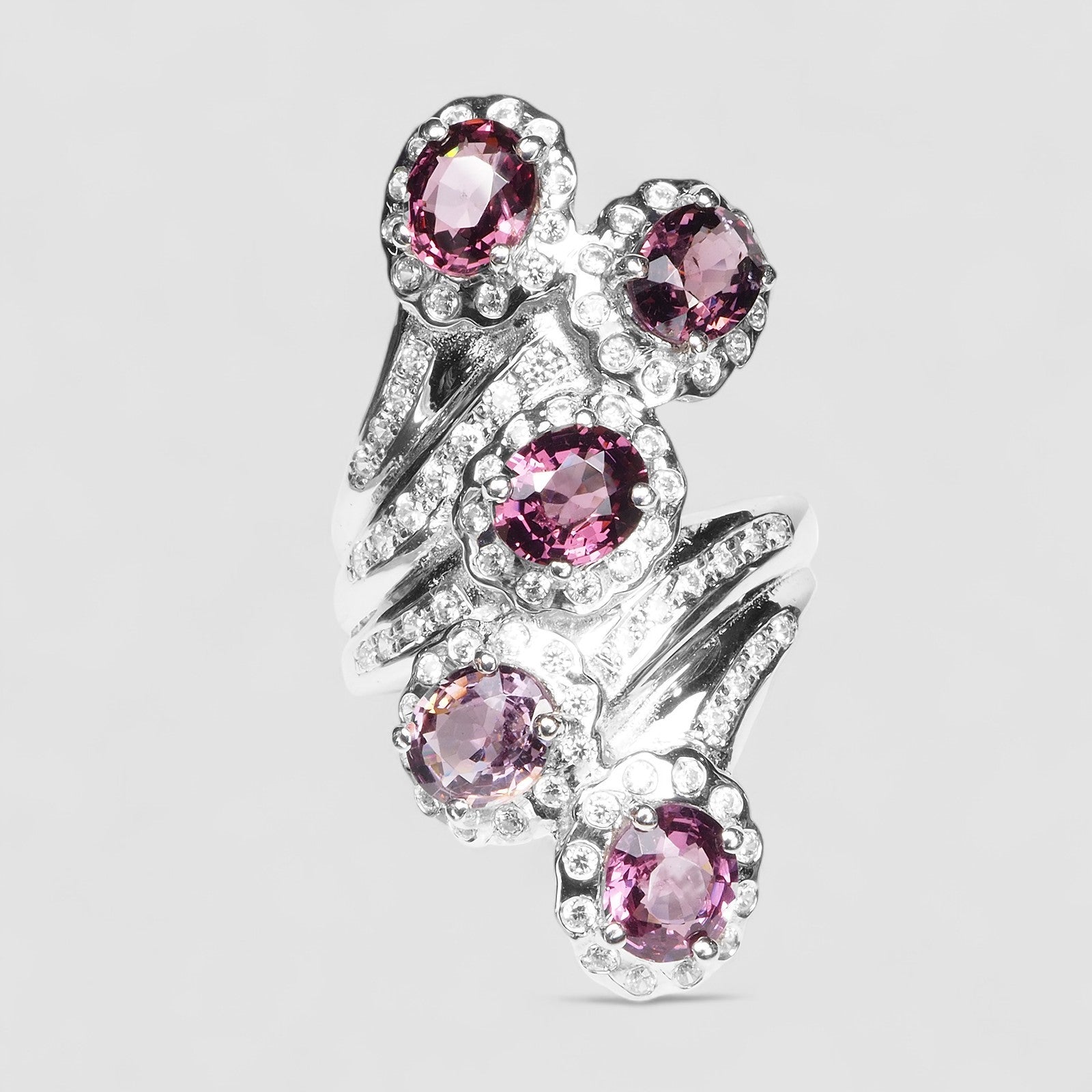 Purple Spinel Set 925 Sterling Silver Ring