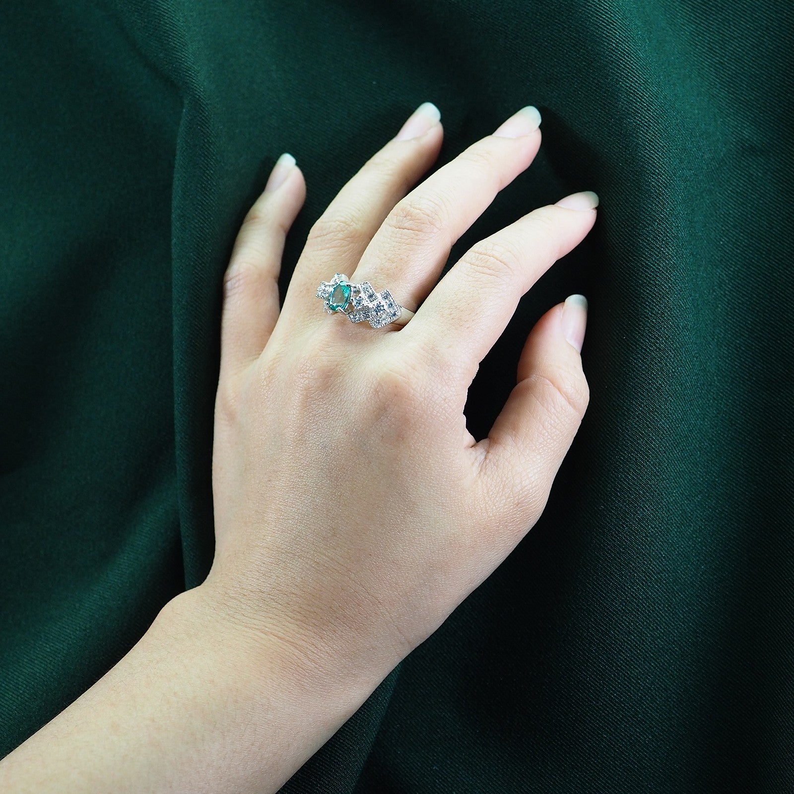 Green Emerald 925 Sterling Silver Ring