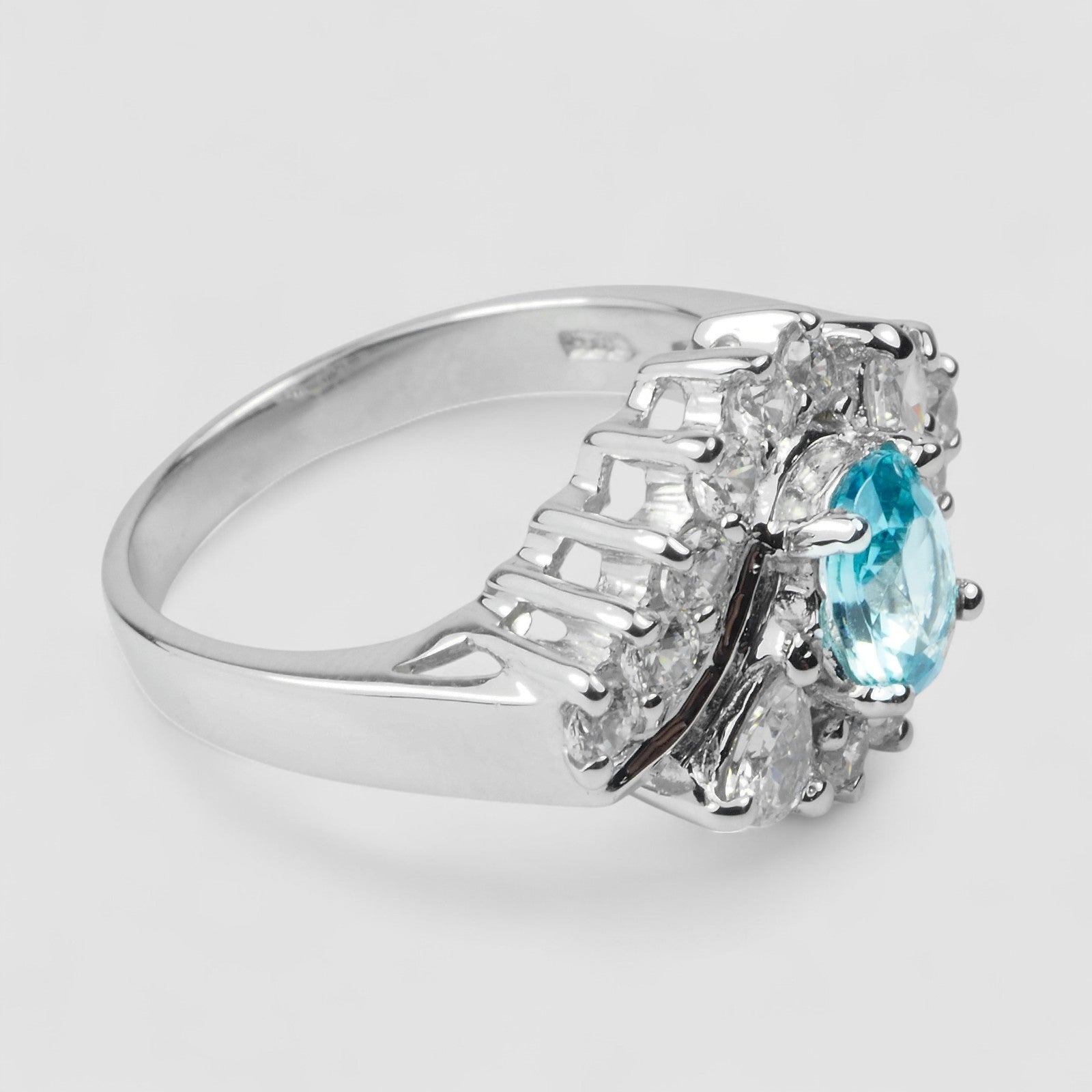 Blue Zircon 925 Sterling Silver Ring