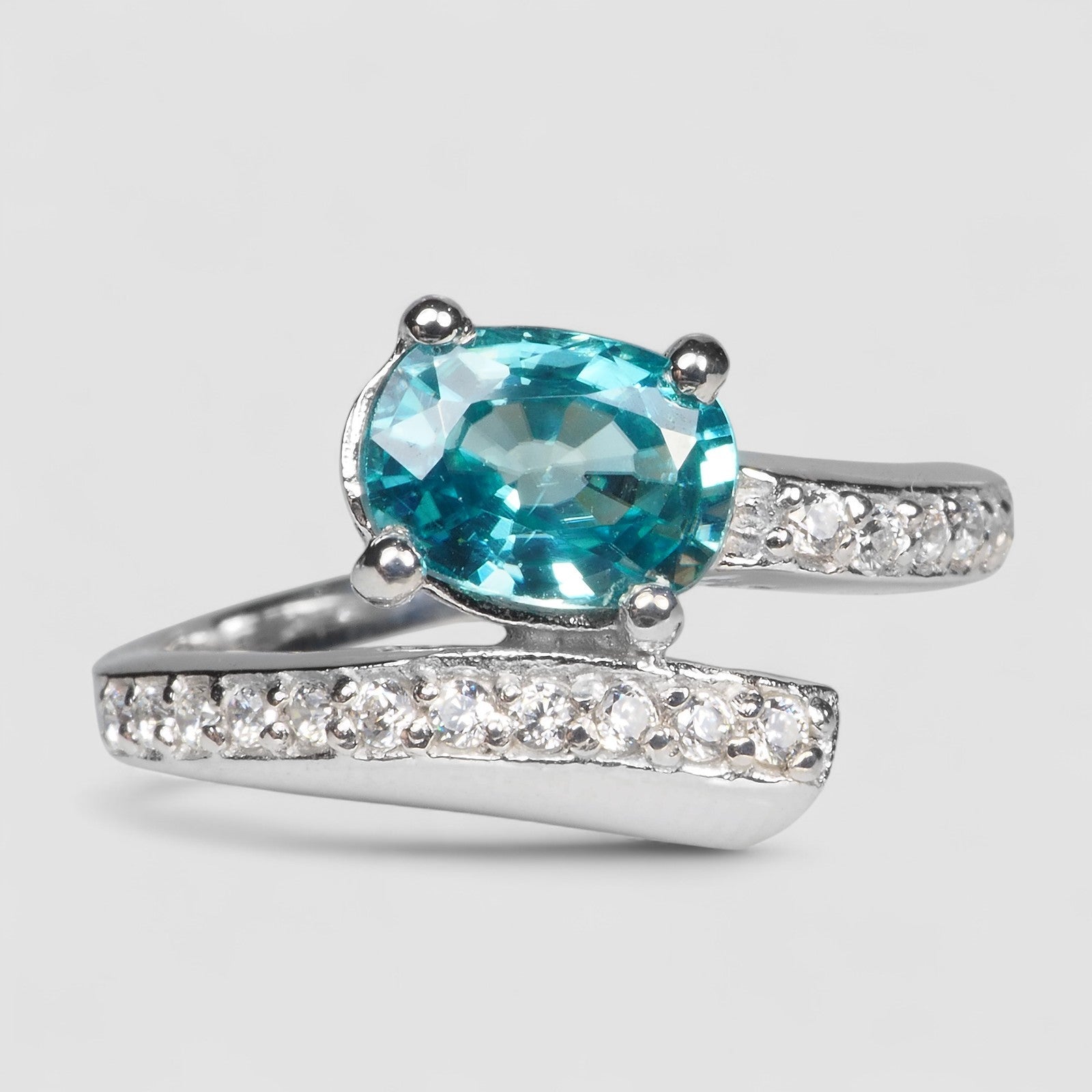 Blue Zircon 925 Sterling Silver Ring