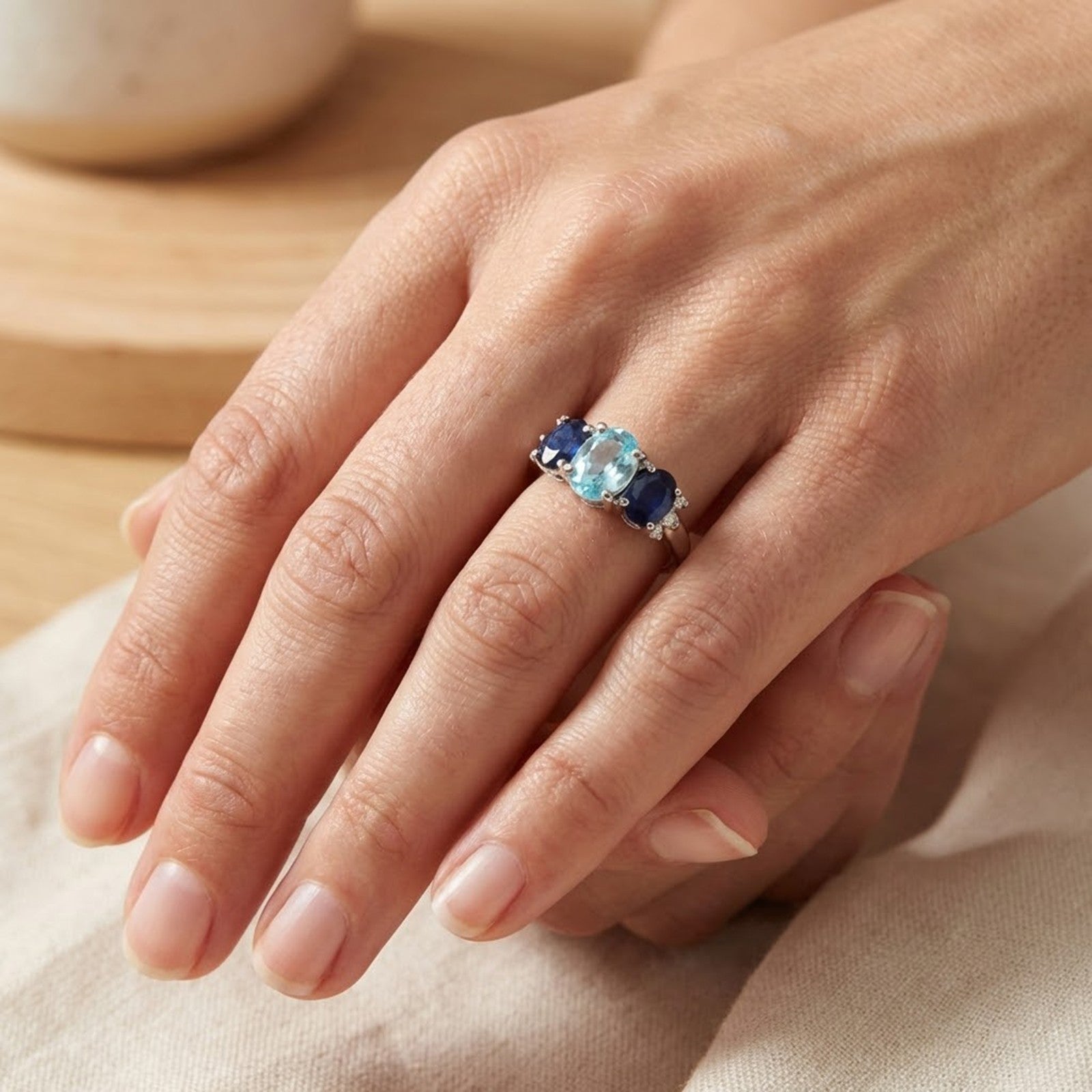 Blue Zircon 925 Sterling Silver Ring