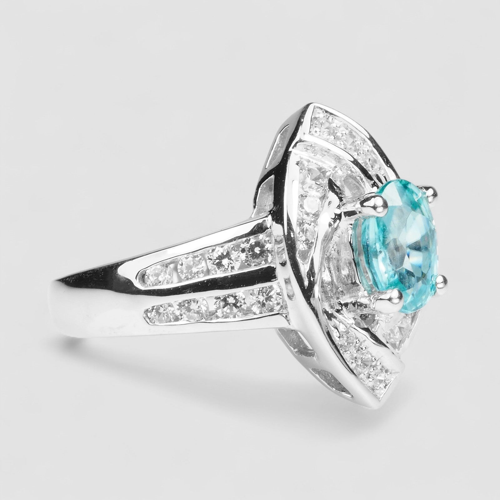 Blue Zircon 925 Sterling Silver Ring
