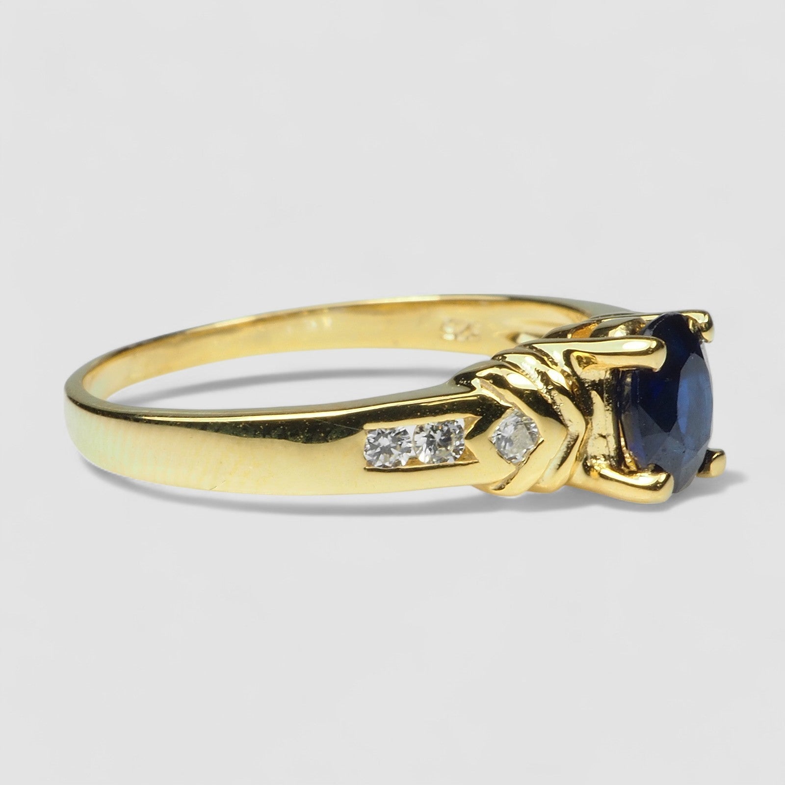 Blue Sapphire 925 Sterling Silver 24K Gold Ring