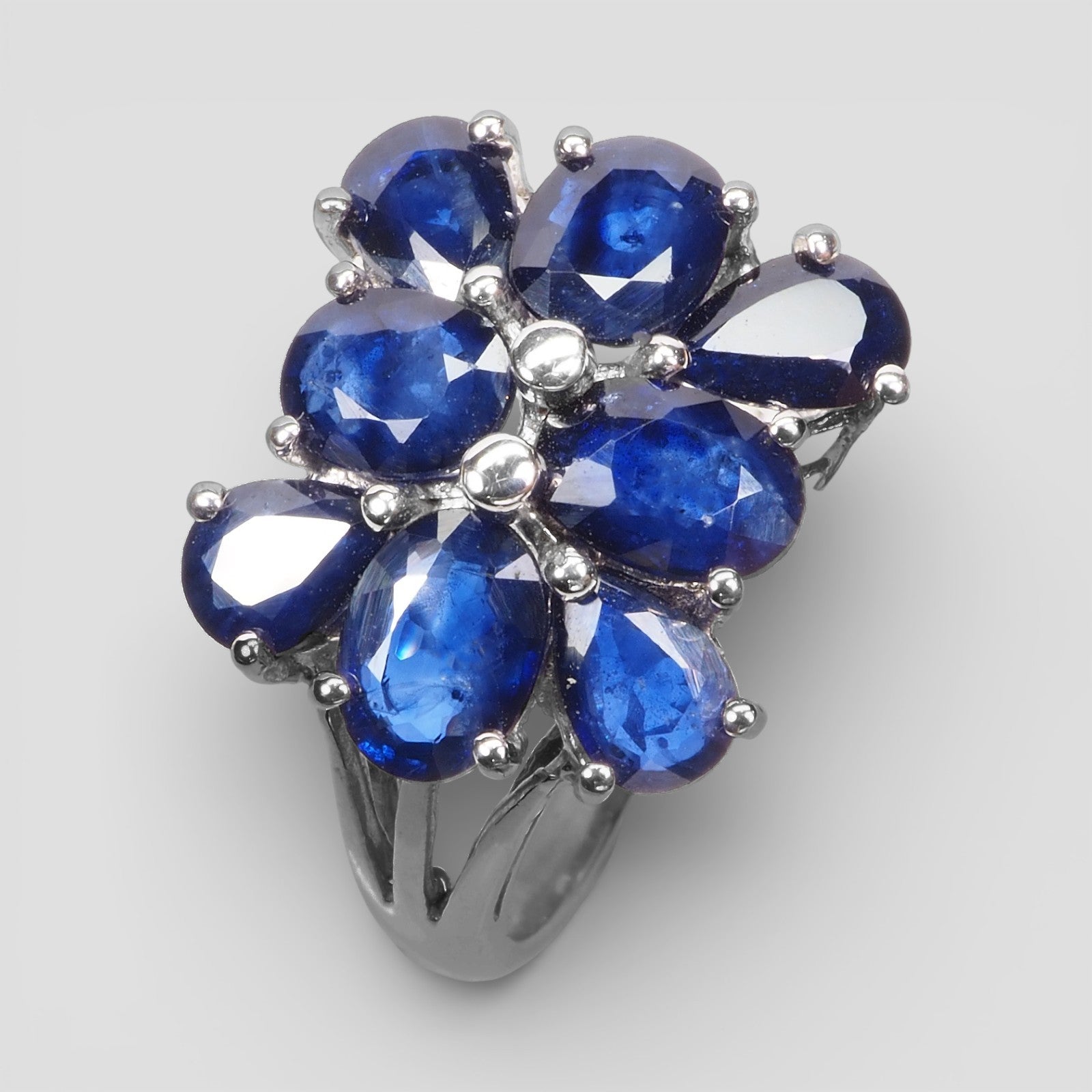 Floral Blue Sapphire 925 Sterling Silver Ring