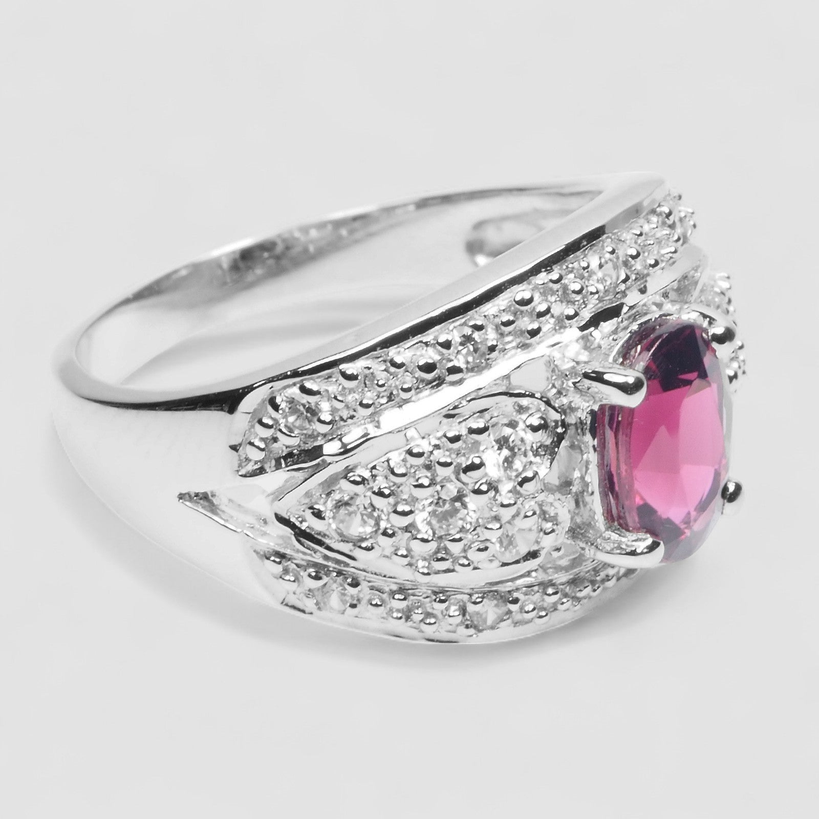 Neon Pink Tourmaline 925 Sterling Silver Ring