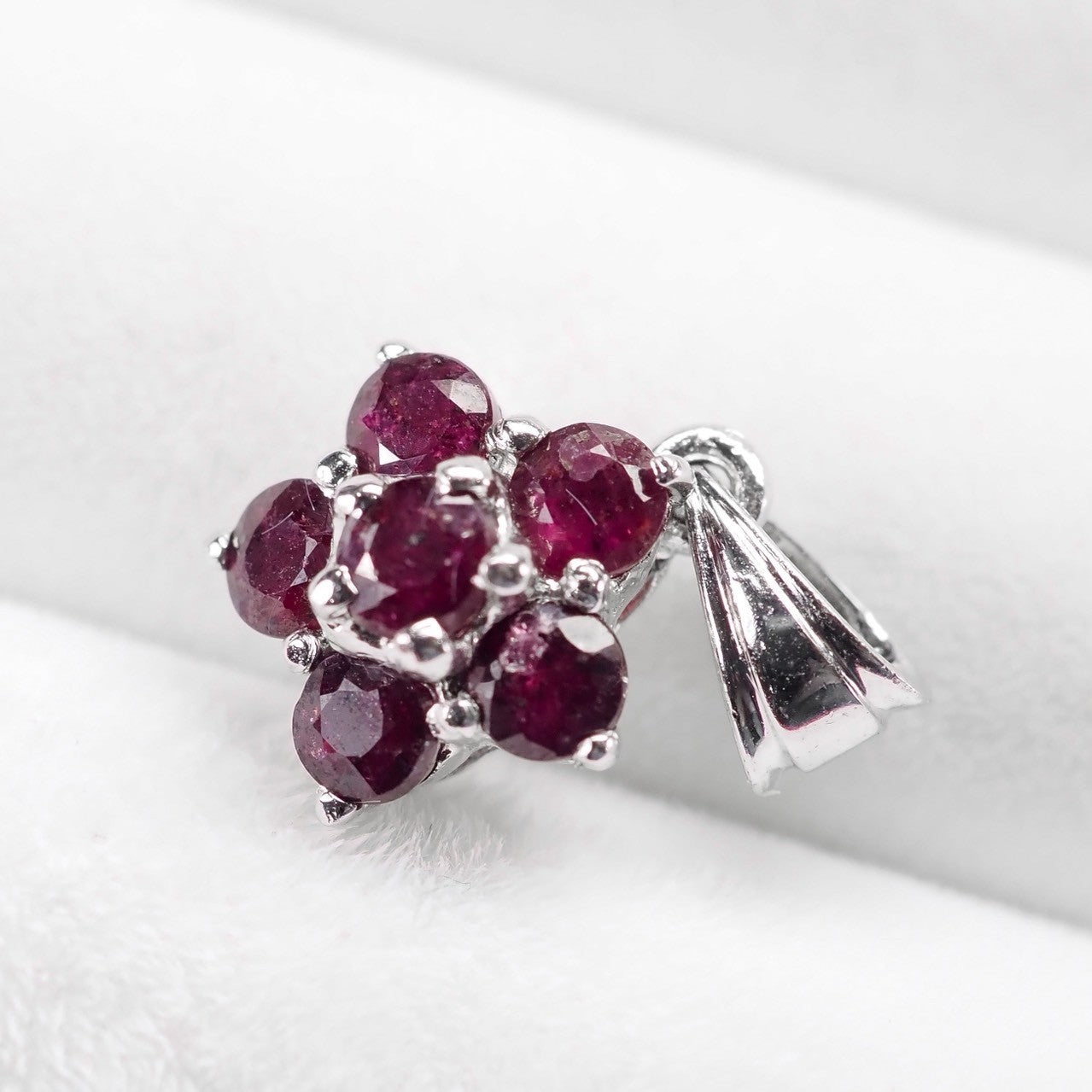 Red Ruby 925 Sterling Silver White Gold Pendants, Minimalist Pendants