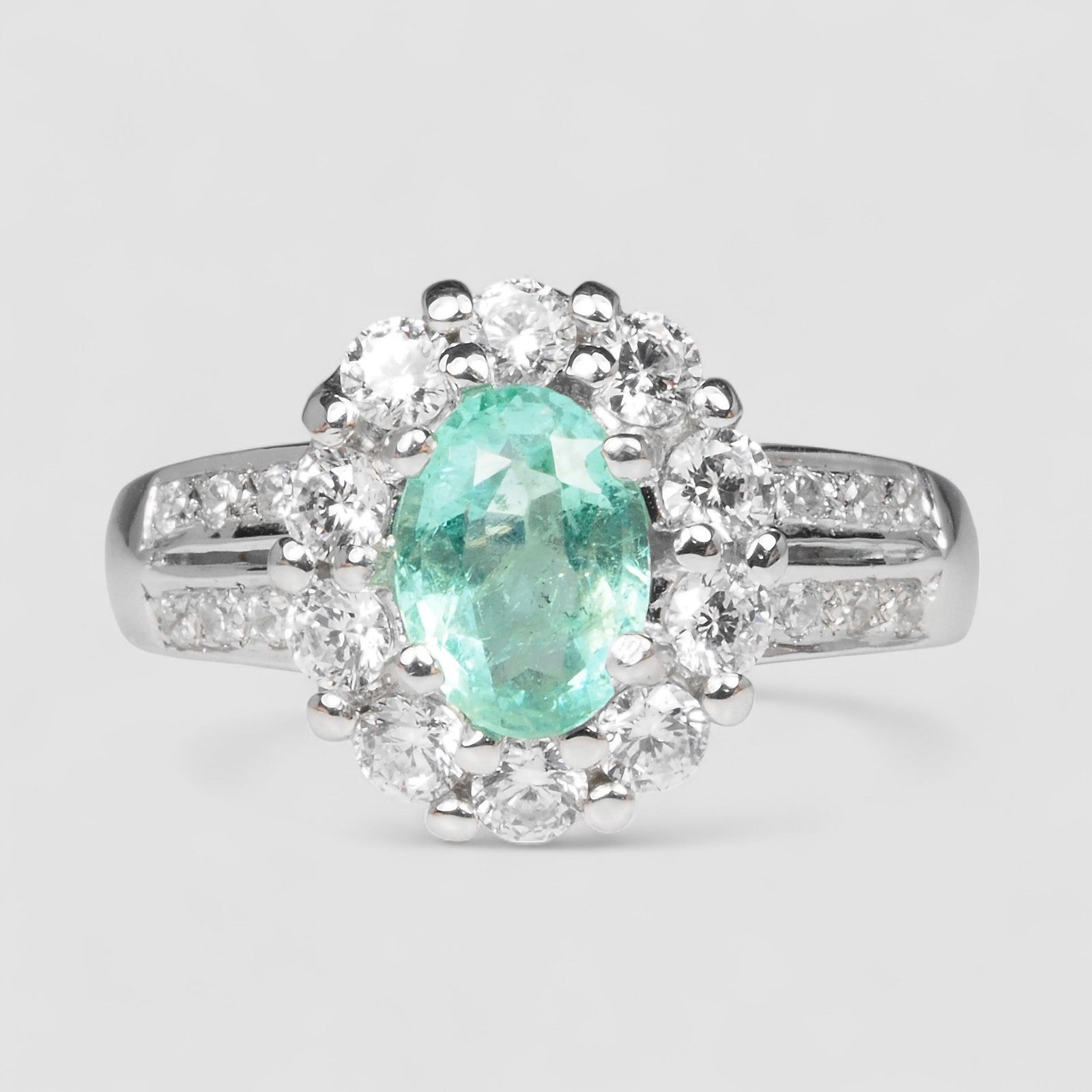 Green Emerald White Gold Plated Rings