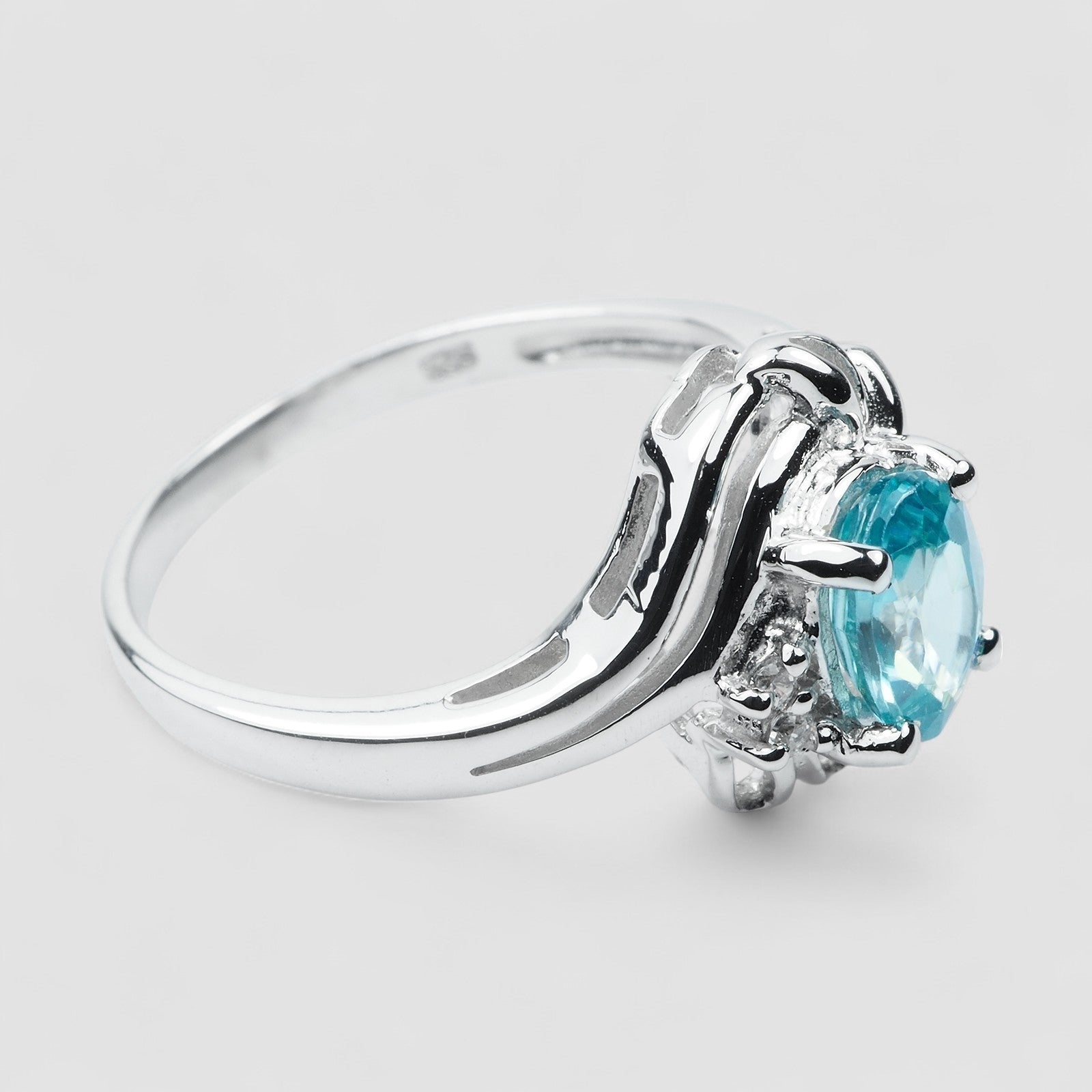 Blue Zircon 925 Sterling Silver Ring