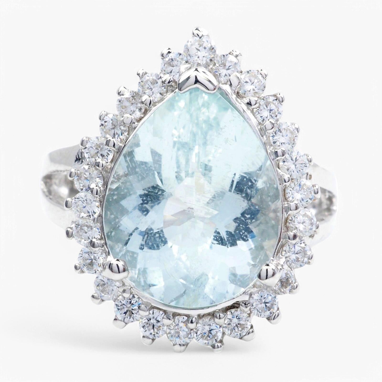 Blue Aquamarine 925 Sterling Silver Ring