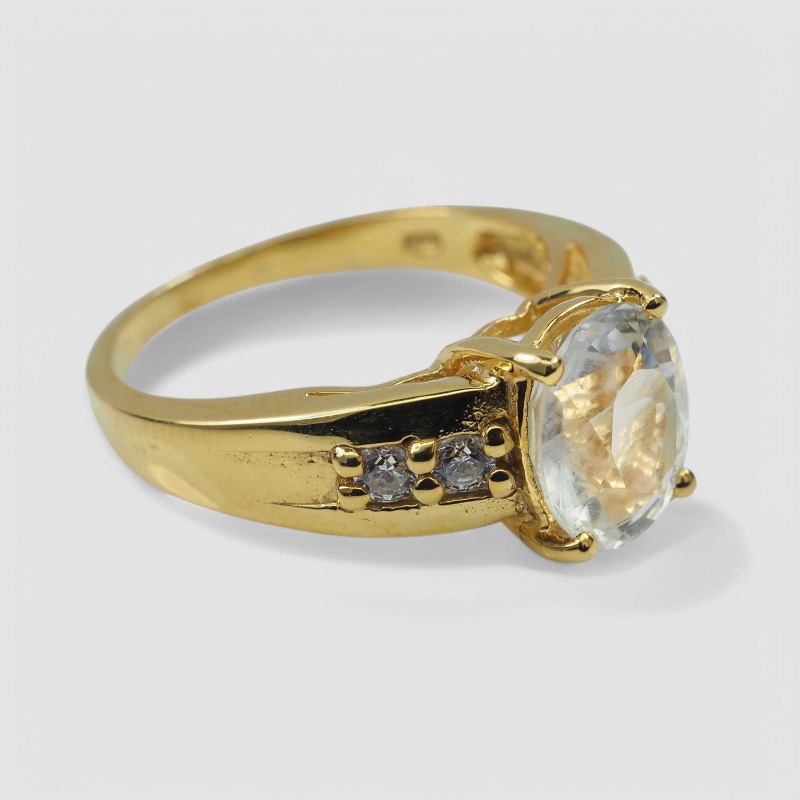 Blue Aquamarine 24K Gold 925 Sterling Silver Rings