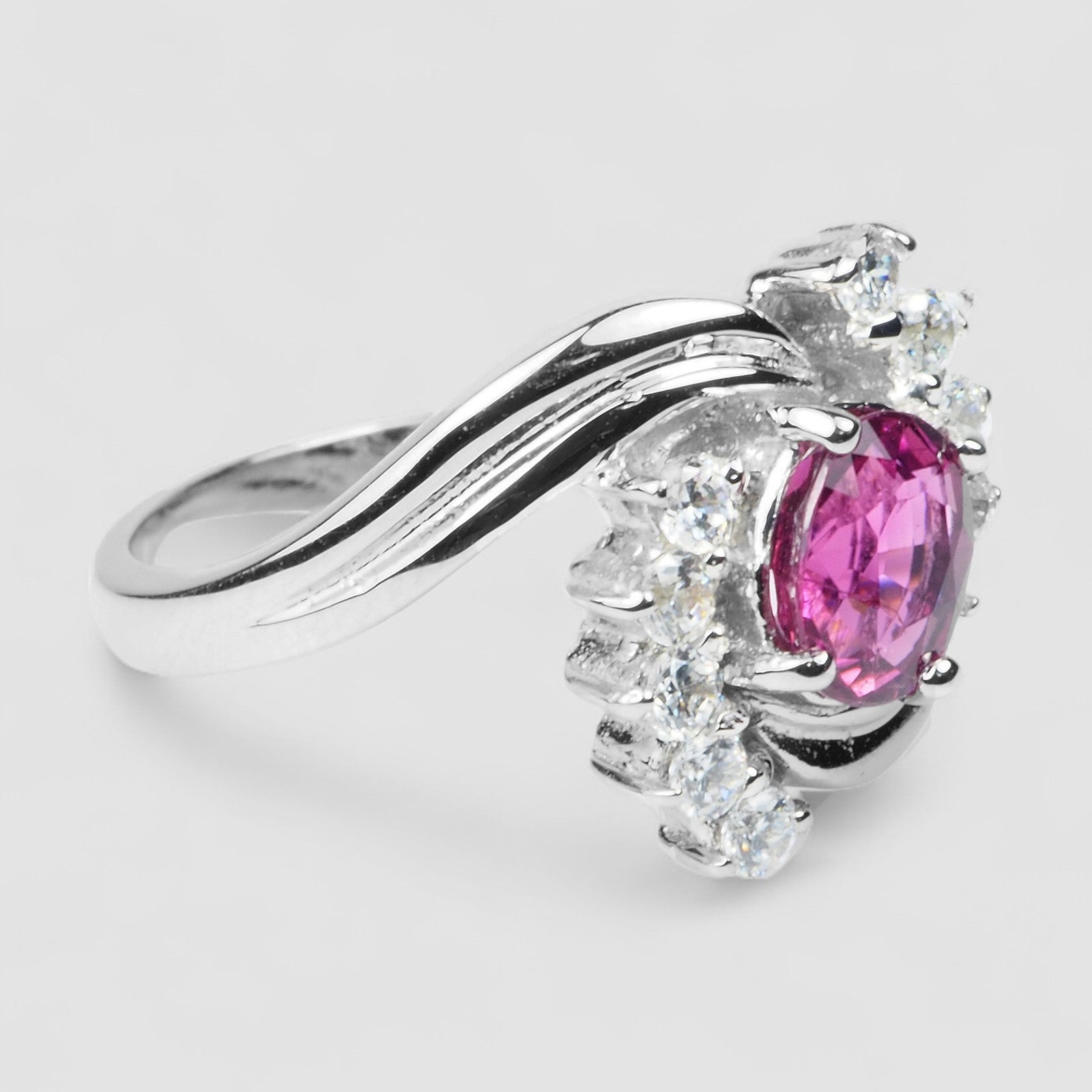 Vivid Pink Tourmaline 925 Sterling Silver Ring
