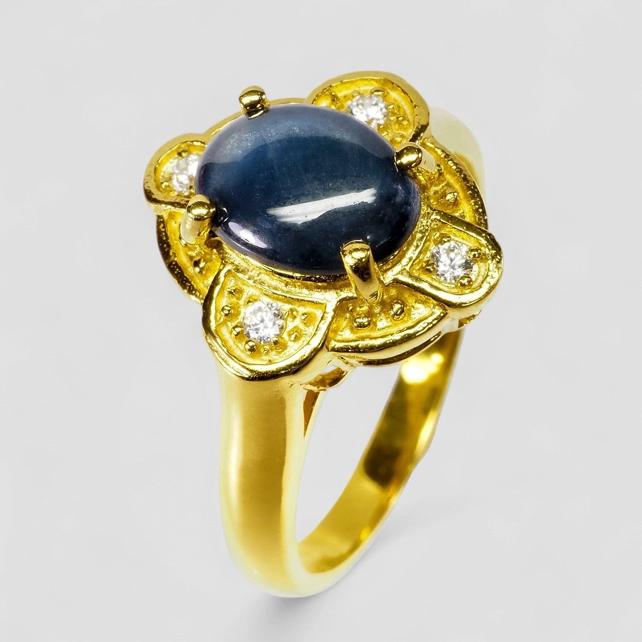 Blue Star Sapphire 925 Sterling Silver Ring