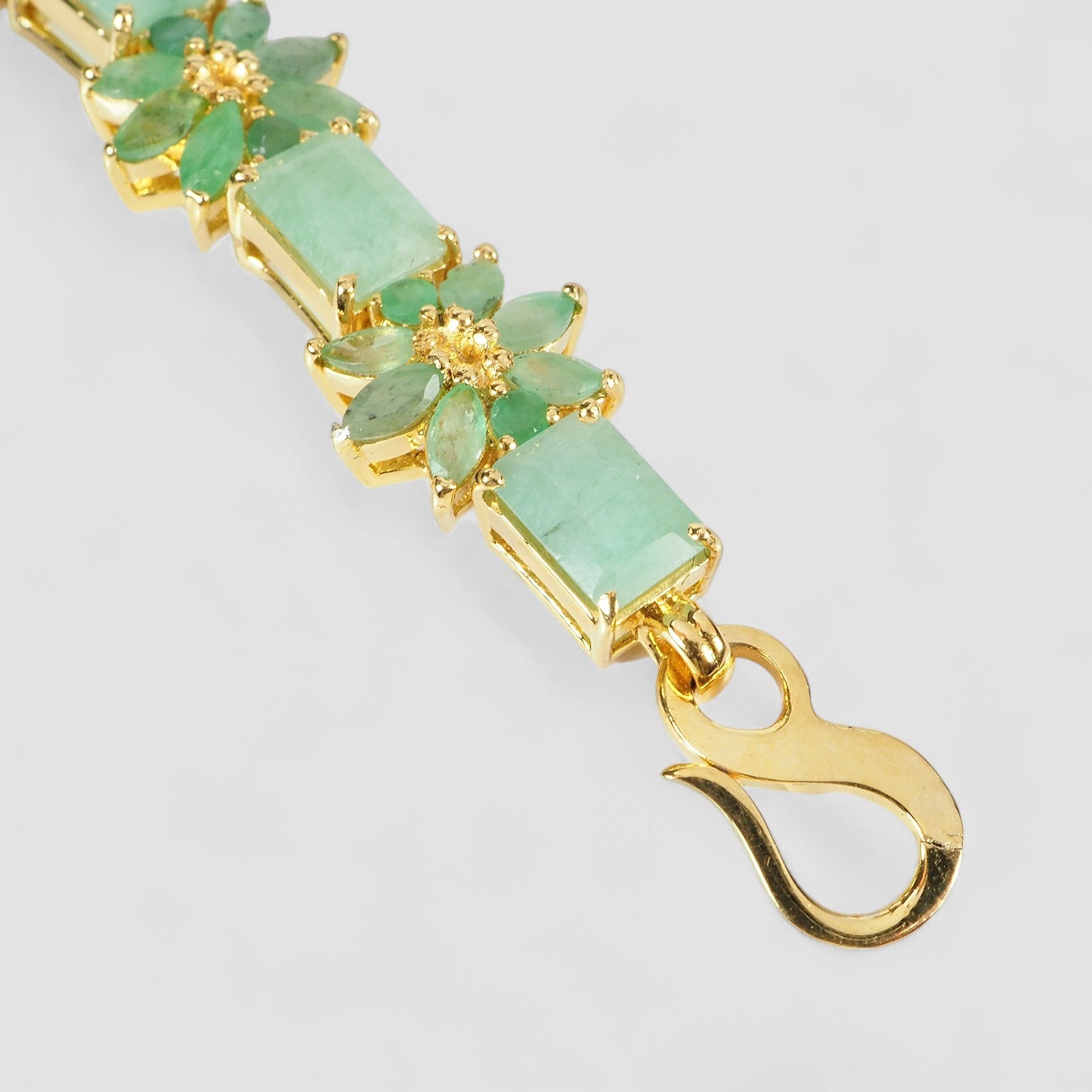 Green Emerald 925 Sterling Silver 24K Gold Bracelets, Natural Emerald, Dainty Everyday Bracelets