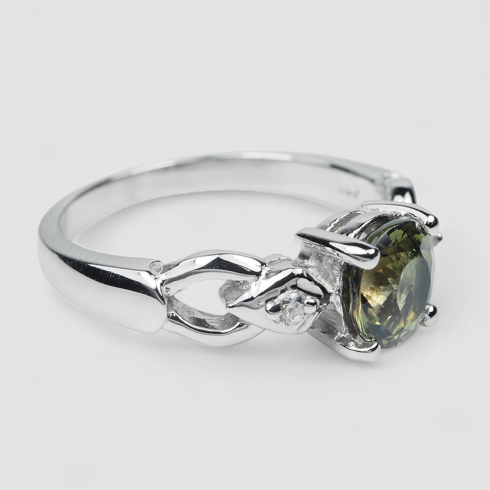 Olive Green Tourmaline 925 Sterling Silver Ring