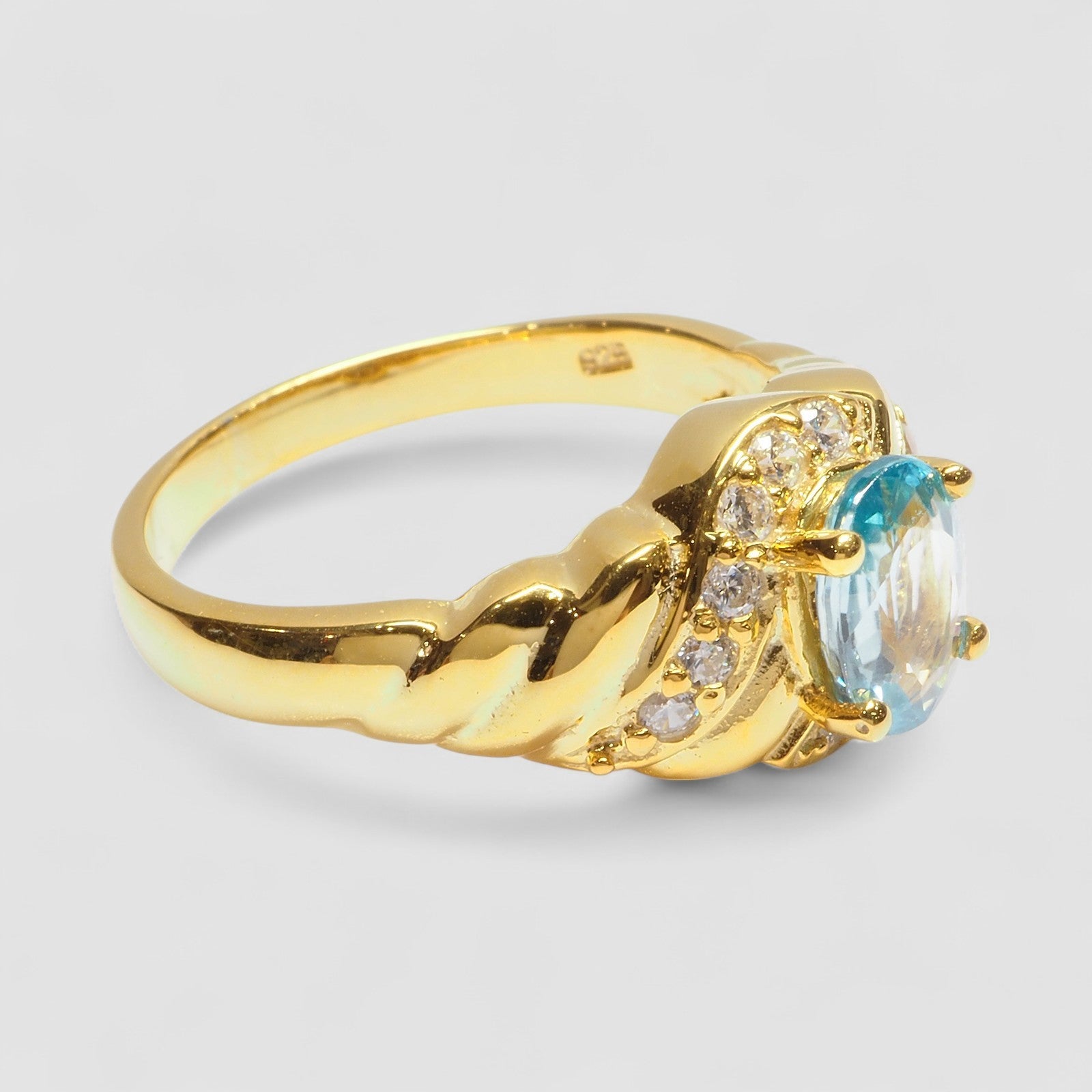 Blue Zircon 925 Sterling Silver Ring