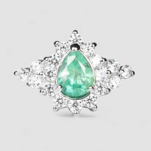 925 Sterling Silver Ring Vivid Green Emerald