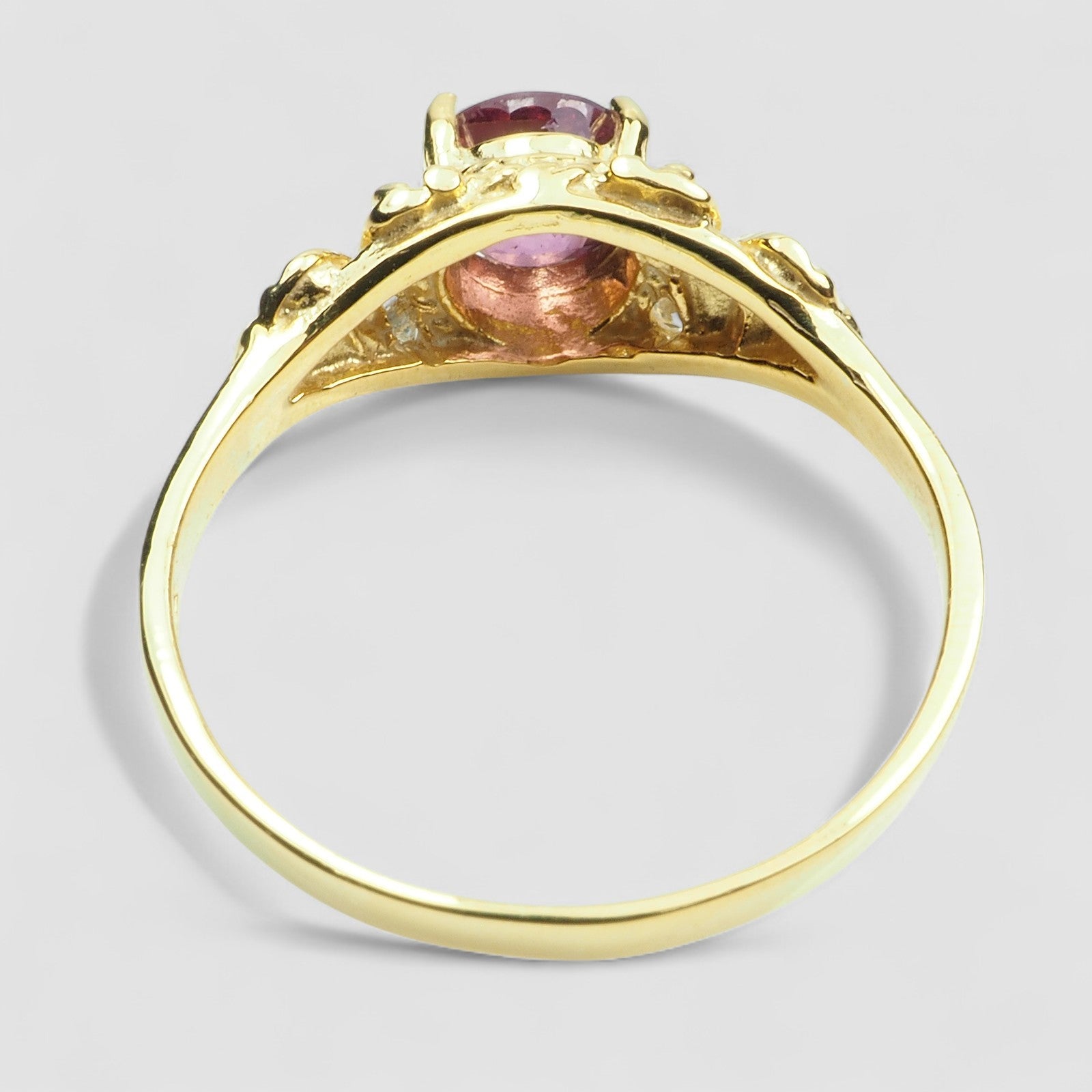 24K GOLD 925 STERLING SILVER RINGS PINK RHODOLITE