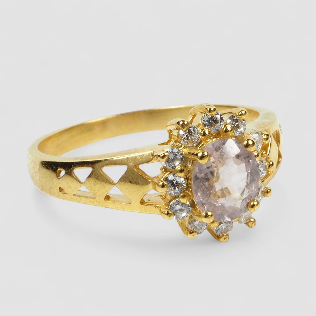 CHAMPAGNE SAPPHIRE 925 STERLING SILVER 24K GOLD PLATED RING