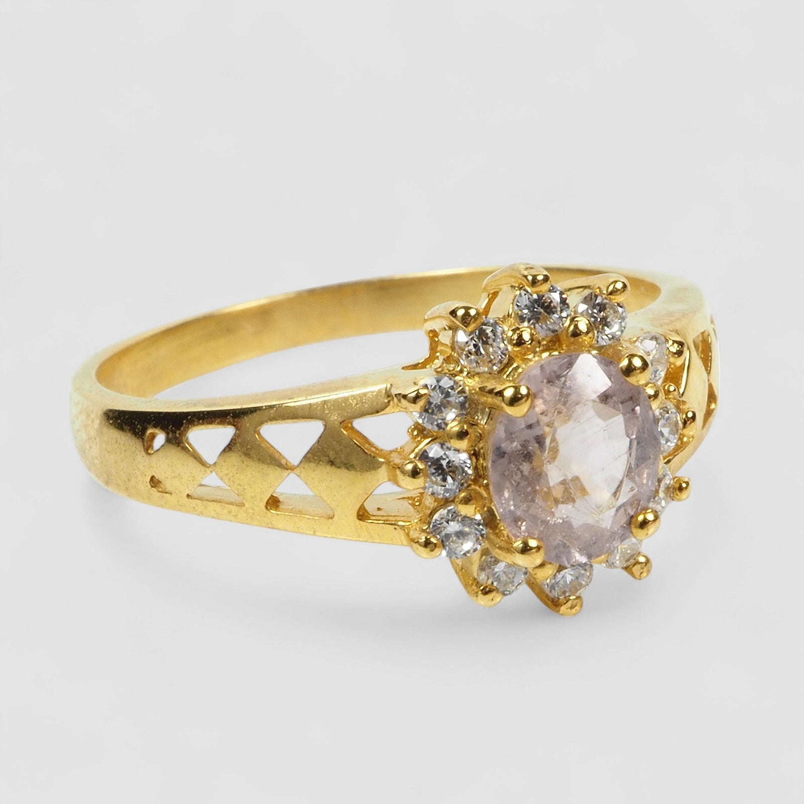 CHAMPAGNE SAPPHIRE 925 STERLING SILVER 24K GOLD PLATED RING