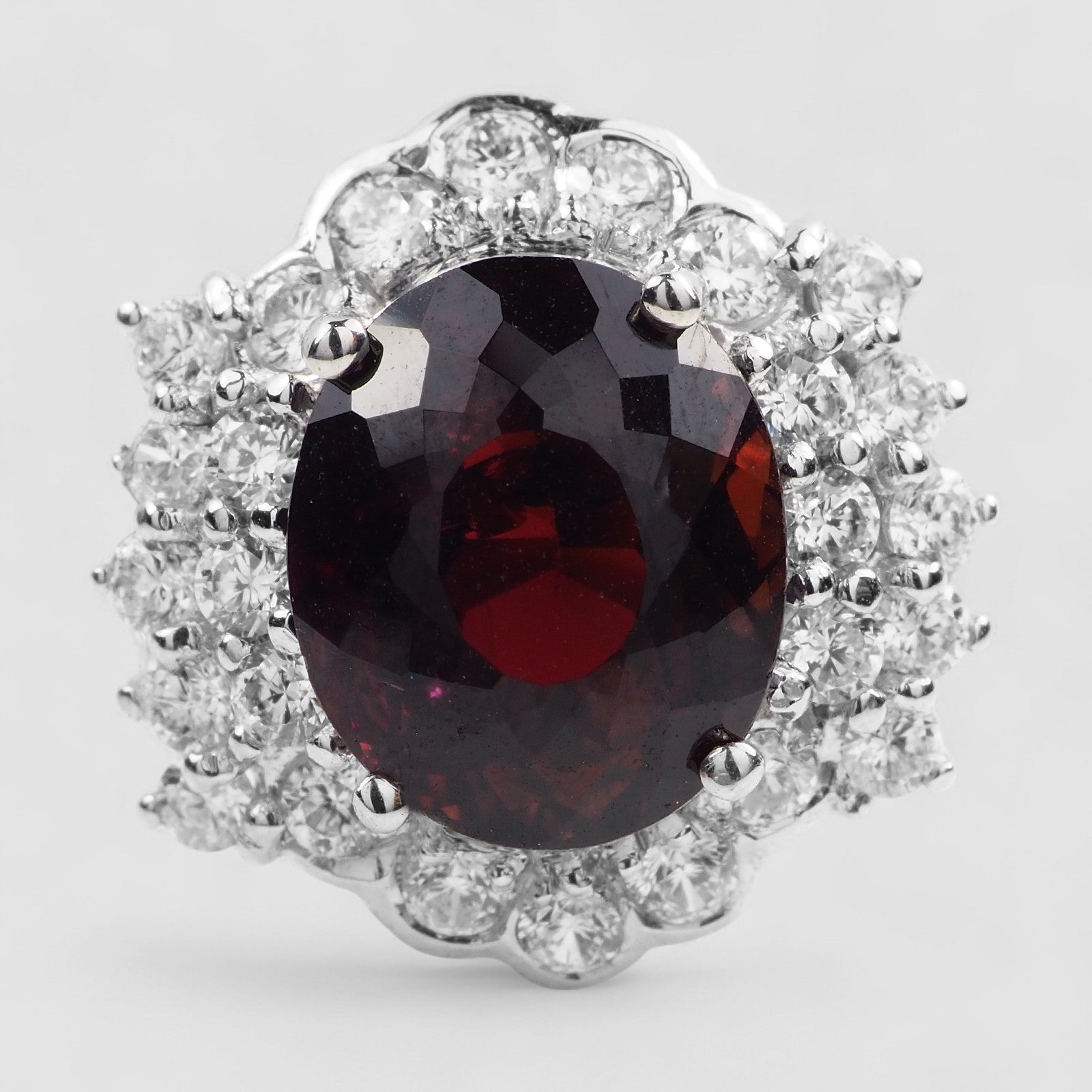 925 STERLING SILVER WHITE GOLD PLATED RING RED TOURMALINE