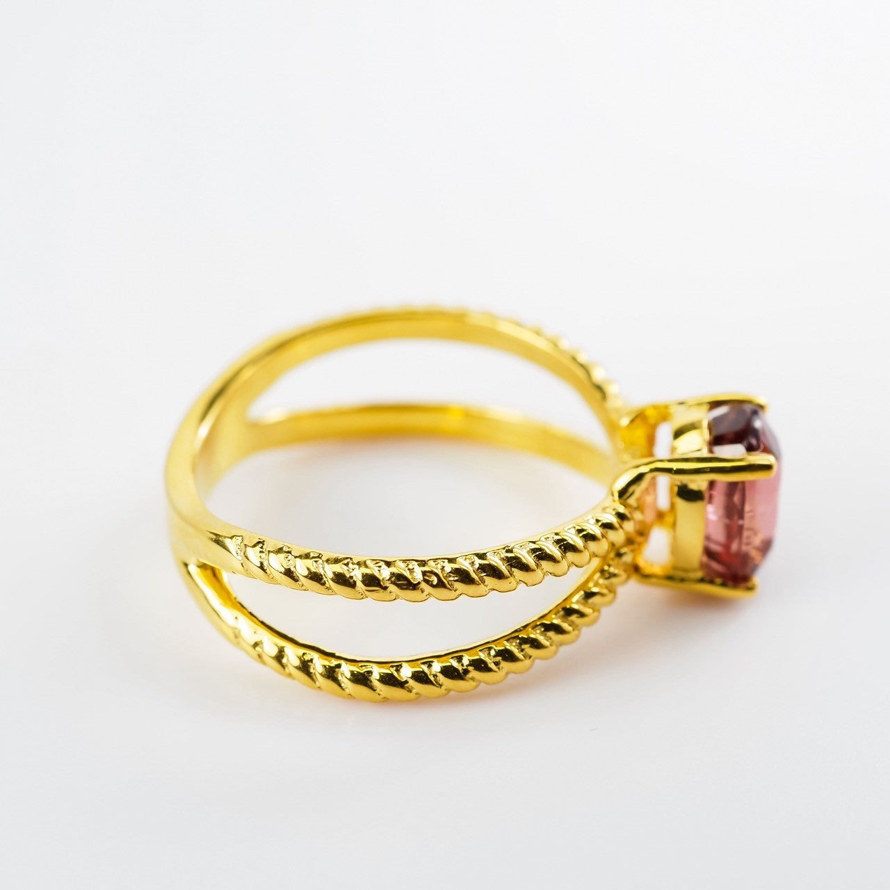 925 STERLING SILVER WHITE GOLD PLATED RINGS PINK TOURMALINE