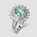 NEON EMERALD GREEN 925 STERLING SILVER WHITE GOLD RING