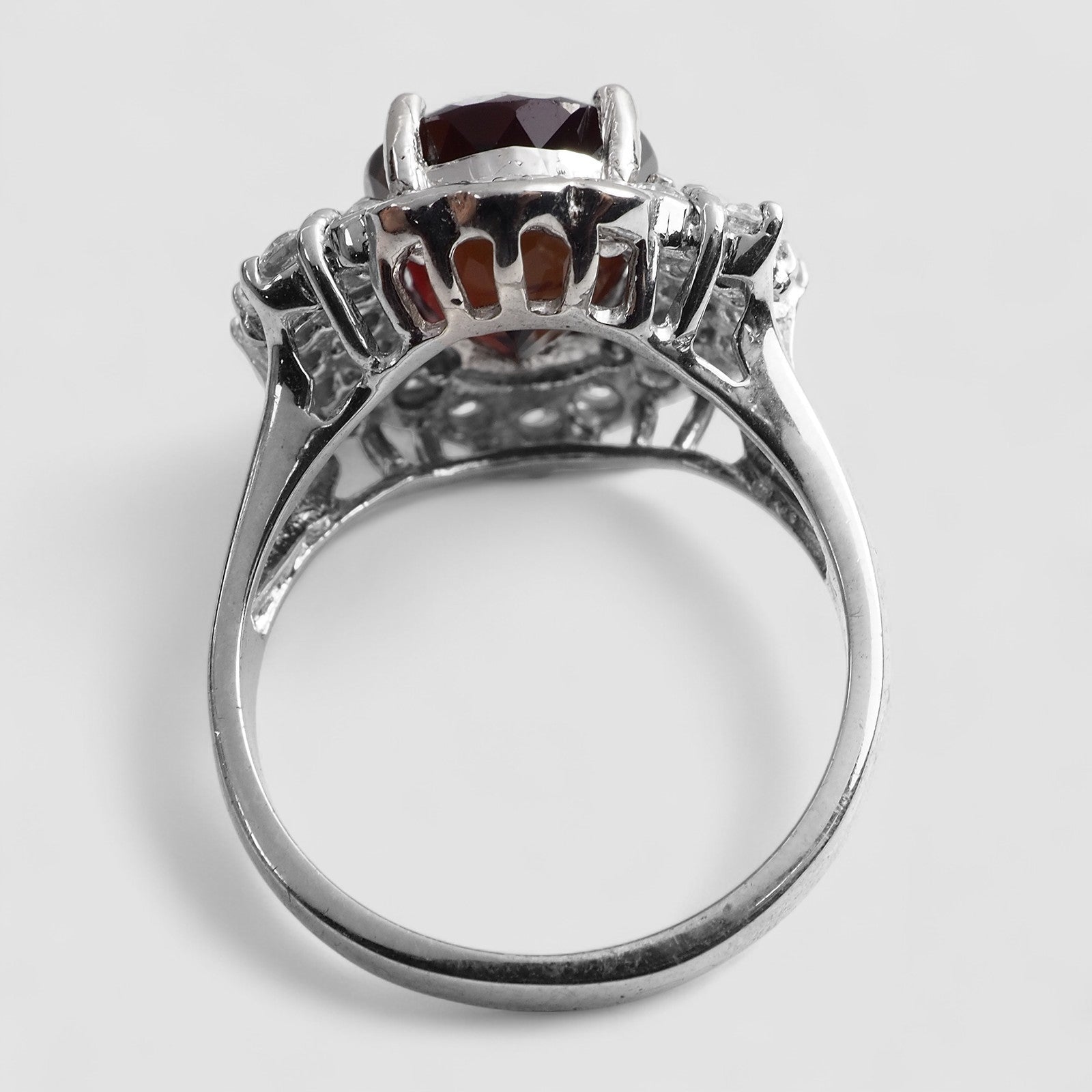 925 STERLING SILVER WHITE GOLD PLATED RING RED TOURMALINE