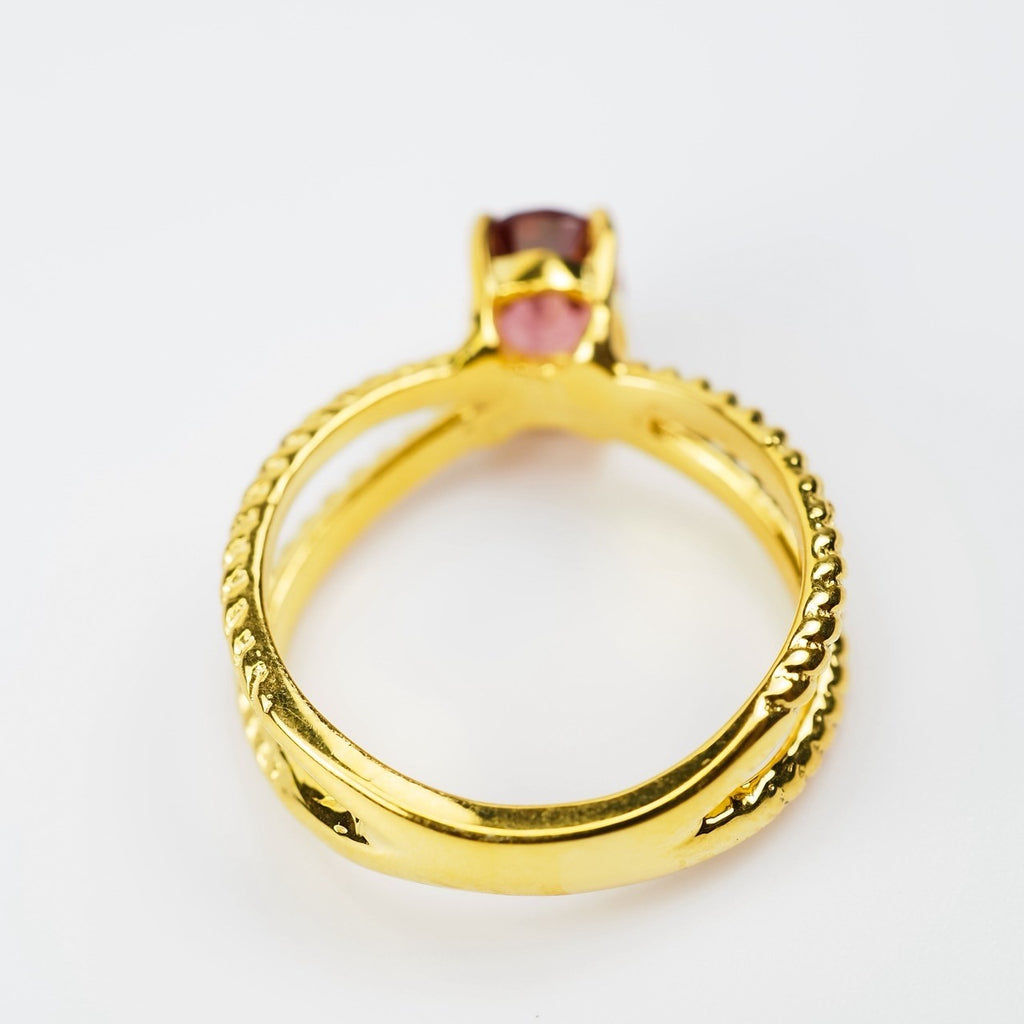 925 STERLING SILVER WHITE GOLD PLATED RINGS PINK TOURMALINE