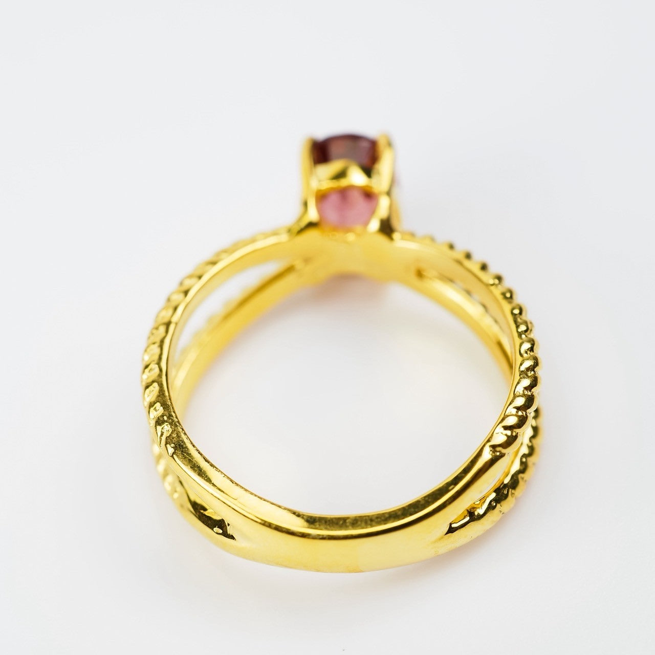 925 STERLING SILVER WHITE GOLD PLATED RINGS PINK TOURMALINE