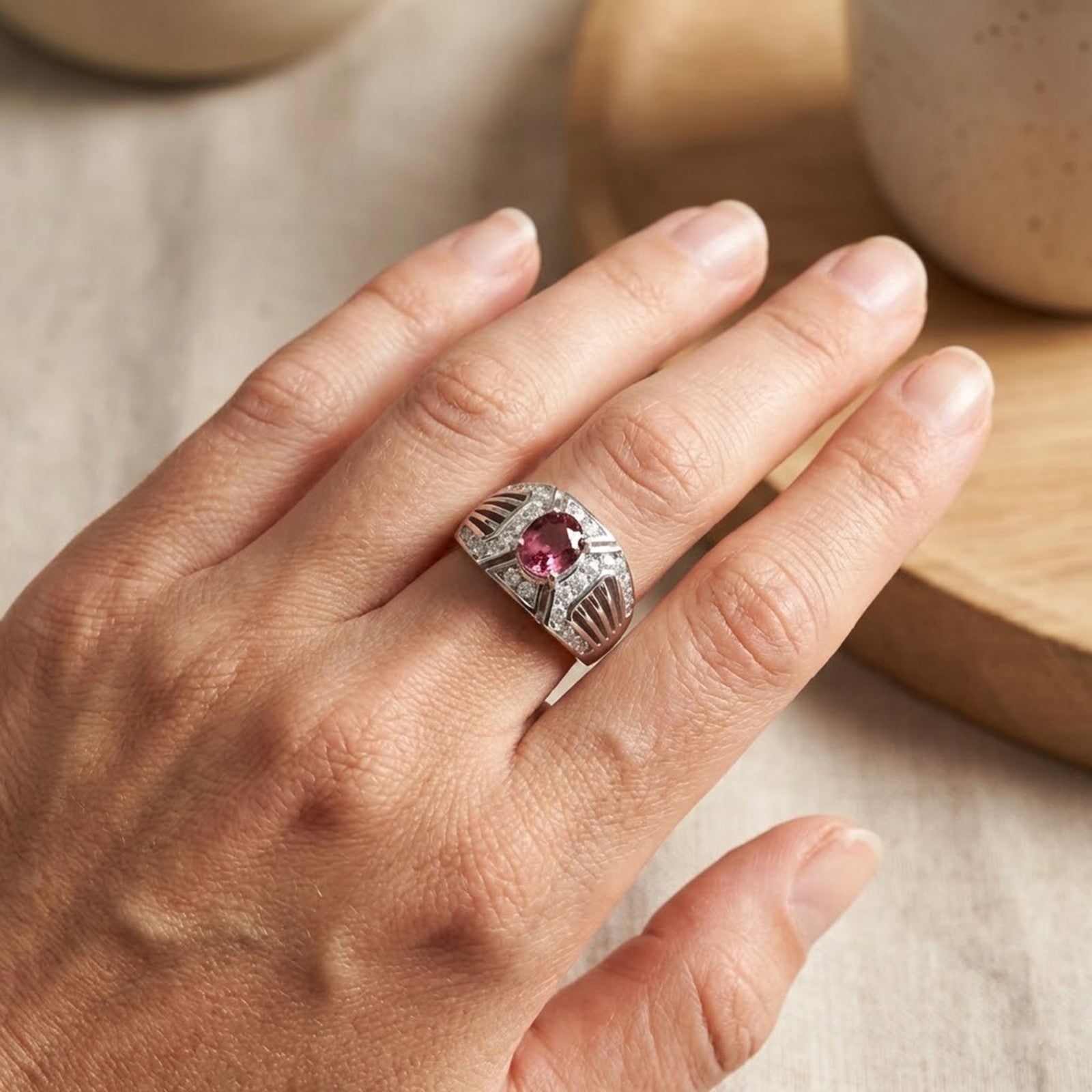 Barbie Pink Tourmaline 925 Sterling Silver Ring