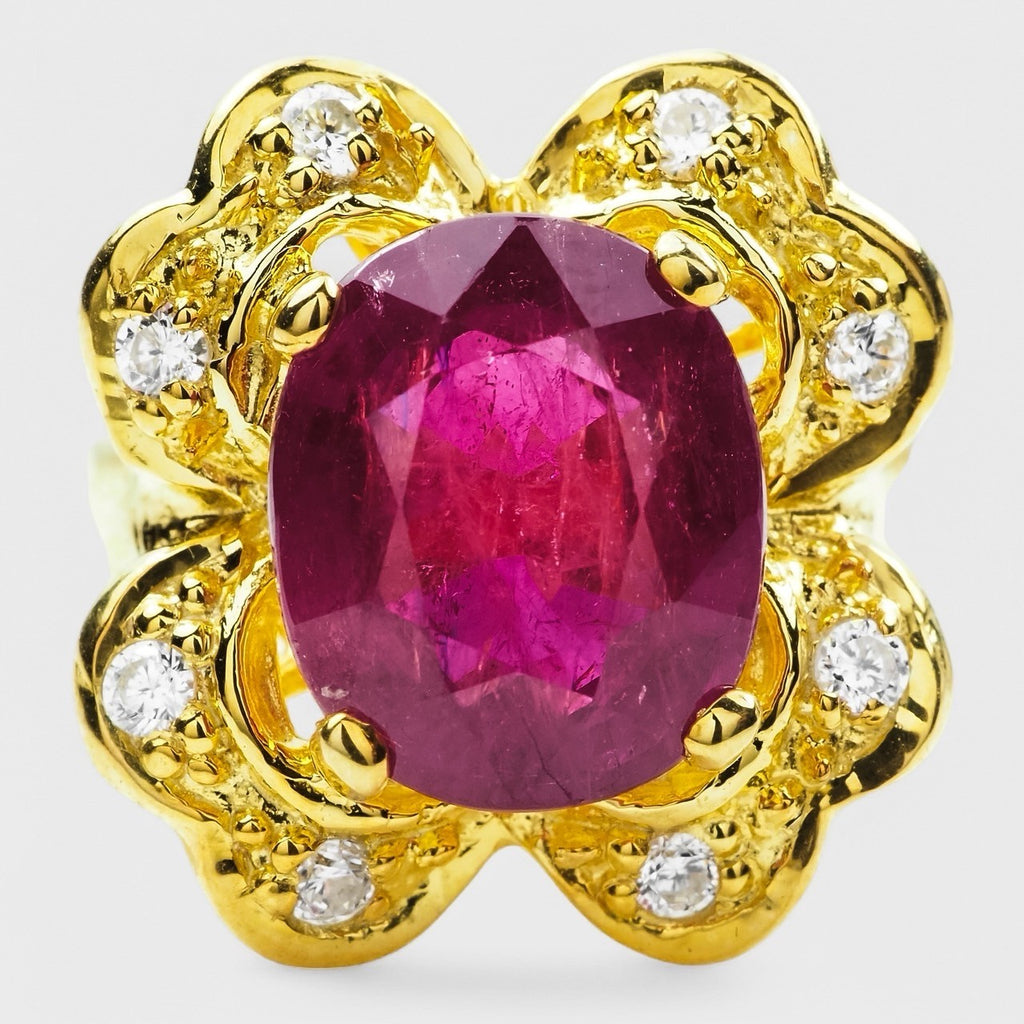 VINTAGE FINE RINGS PINK RUBY OVAL