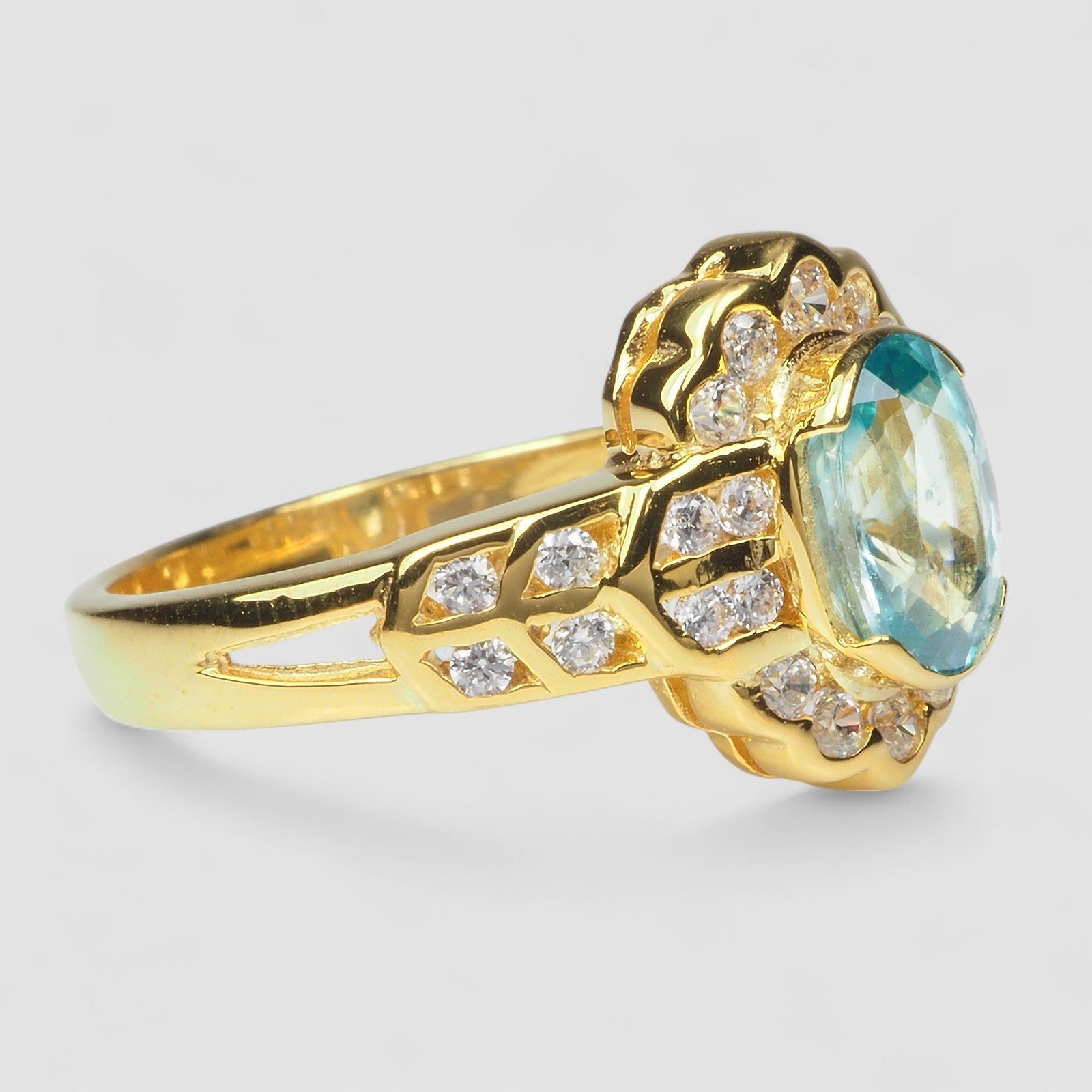 Blue Zircon 925 Sterling Silver Ring
