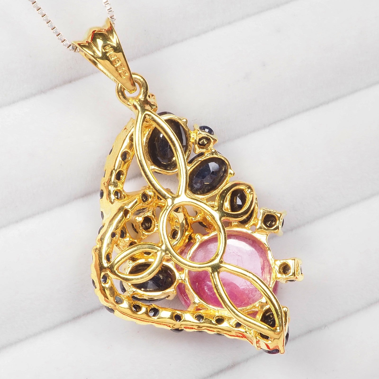 Red Ruby 925 Sterling Silver 24K Gold Pendants, Natural Gemstone, Everyday
