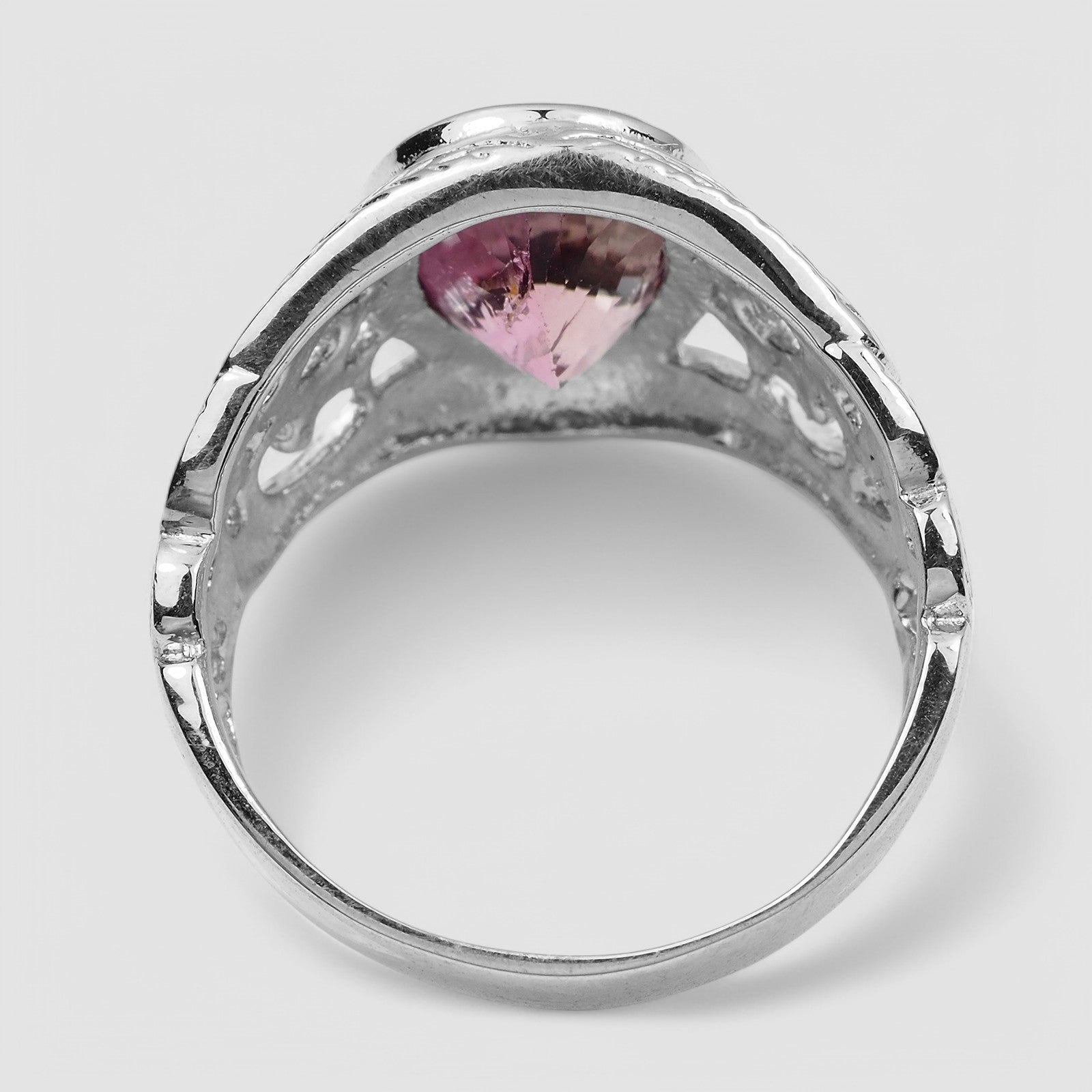 Bunny Pink Gemstone Ring 925 Sterling Silver, Natural Tourmaline, Dainty Everyday Ring