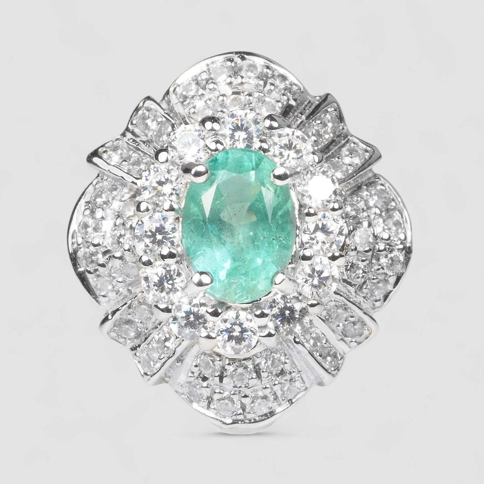 Neon Green Emerald 925 Sterling Silver Ring