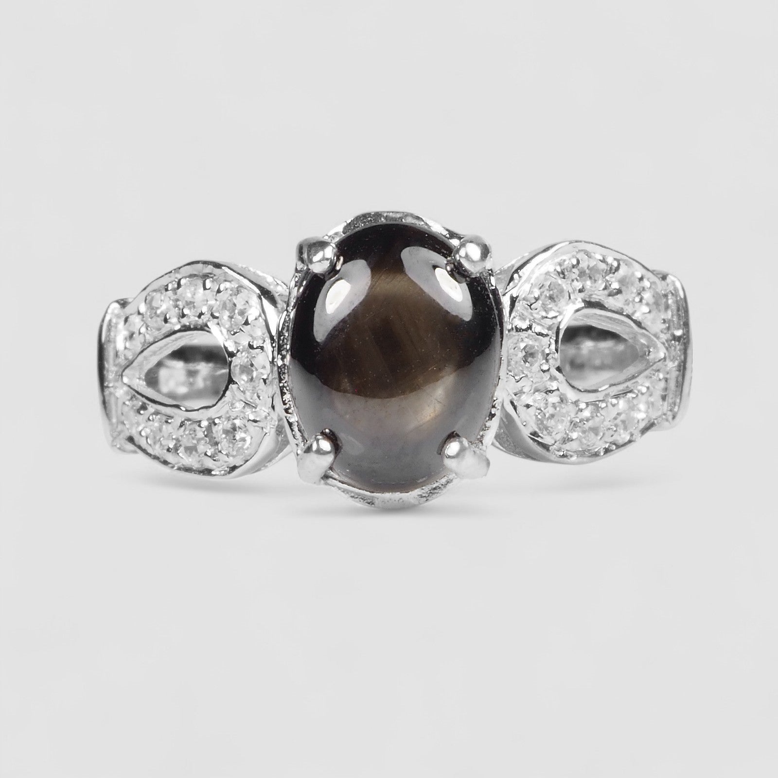Opulent Black Star Sapphire925 Sterling Silver Ring
