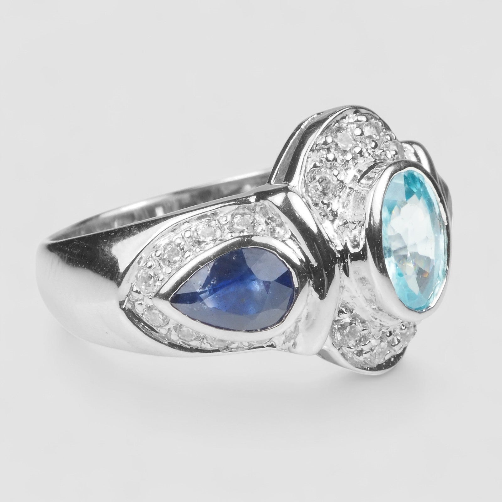 Blue Zircon 925 Sterling Silver Ring
