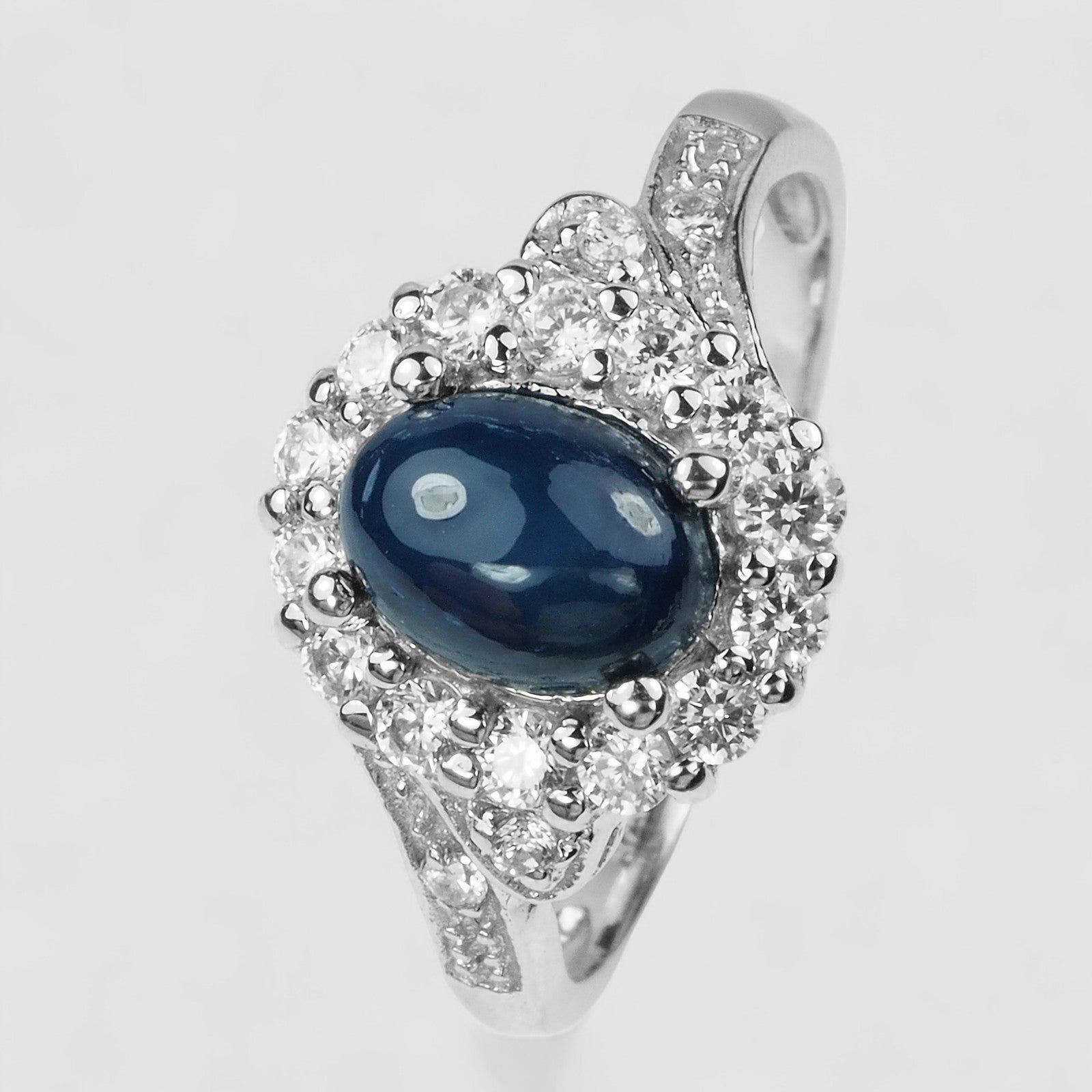 6 Rays Blue Star Sapphire 925 Sterling Silver Ring