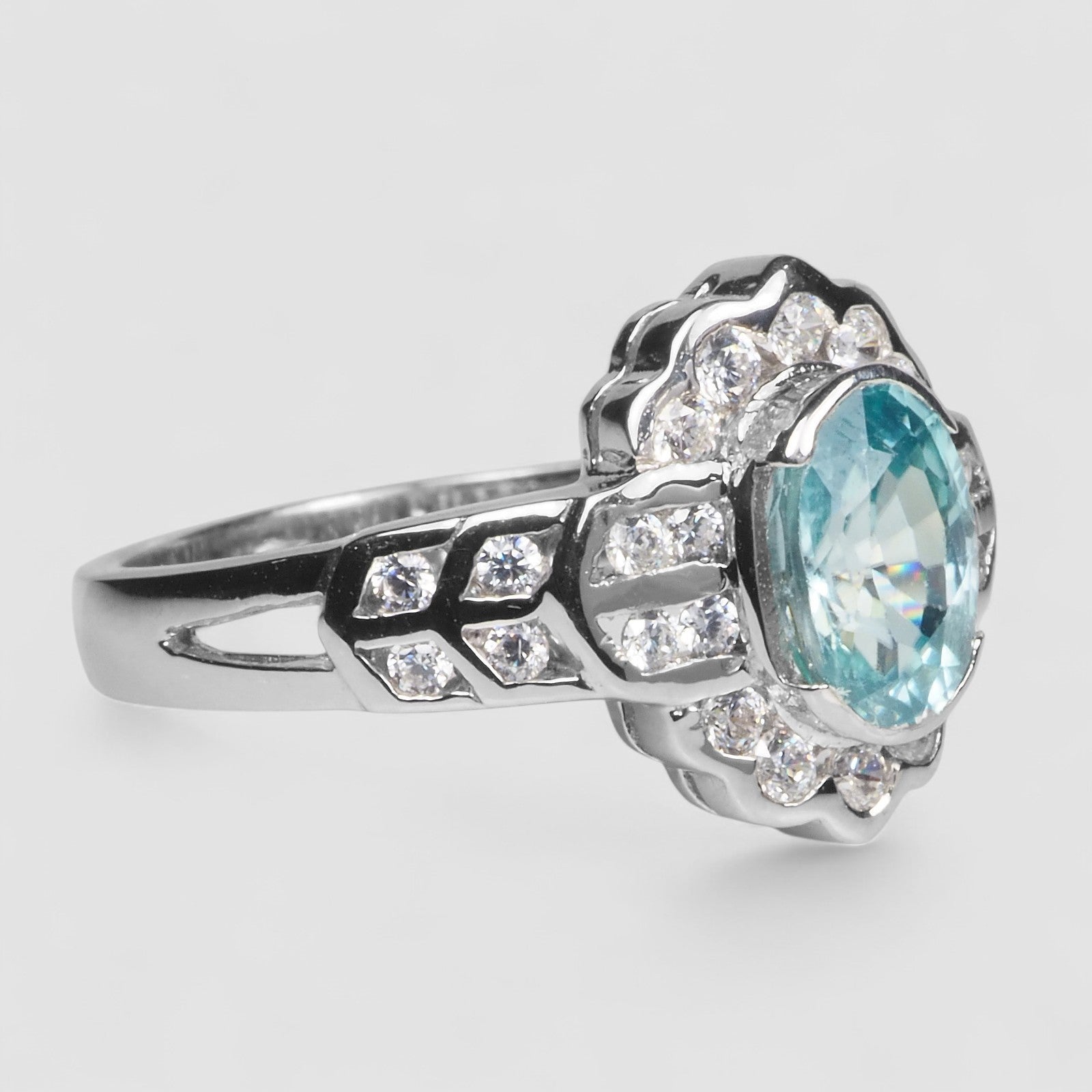Blue Zircon 925 Sterling Silver Ring