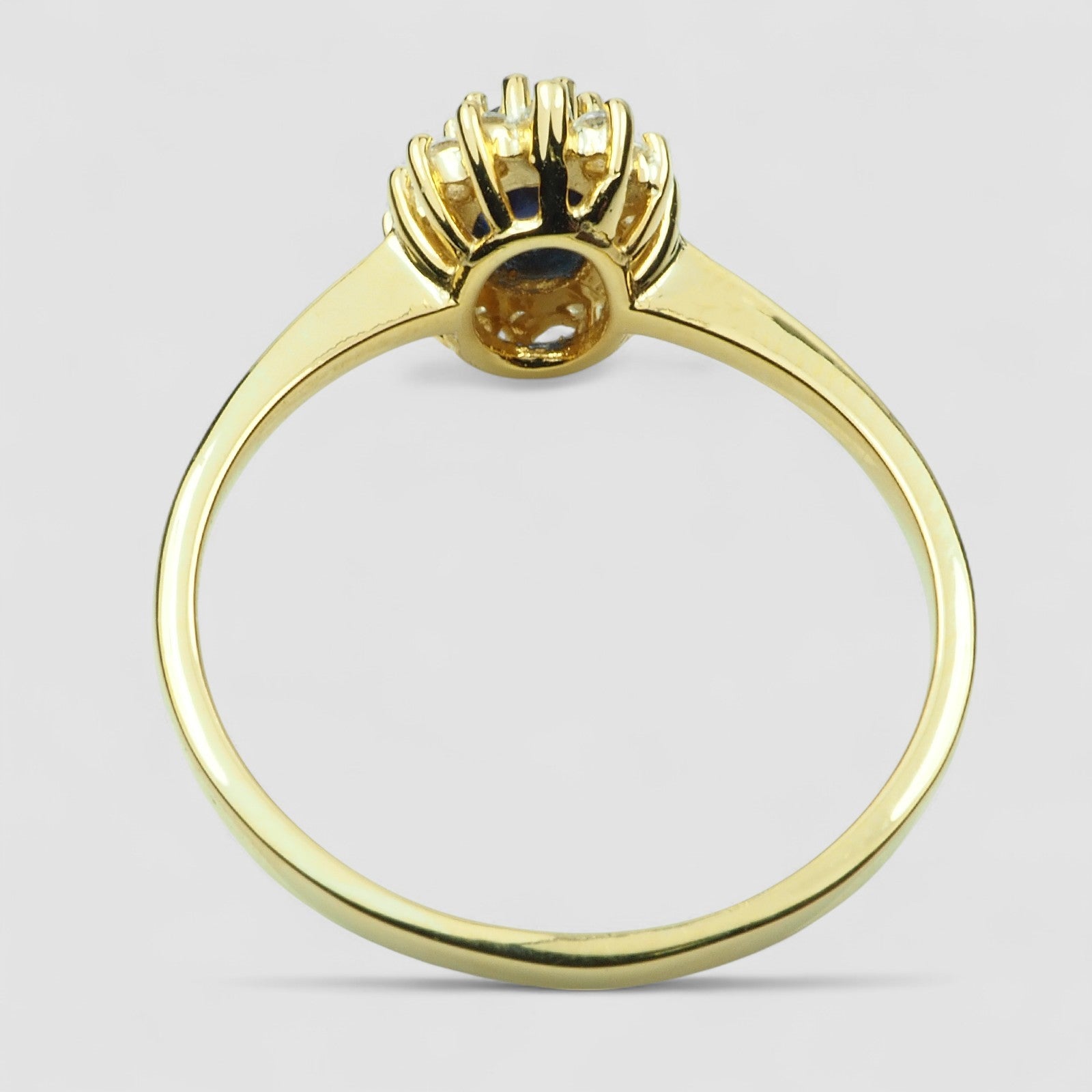 24K Gold 925 Sterling Silver Ring Blue Sapphire