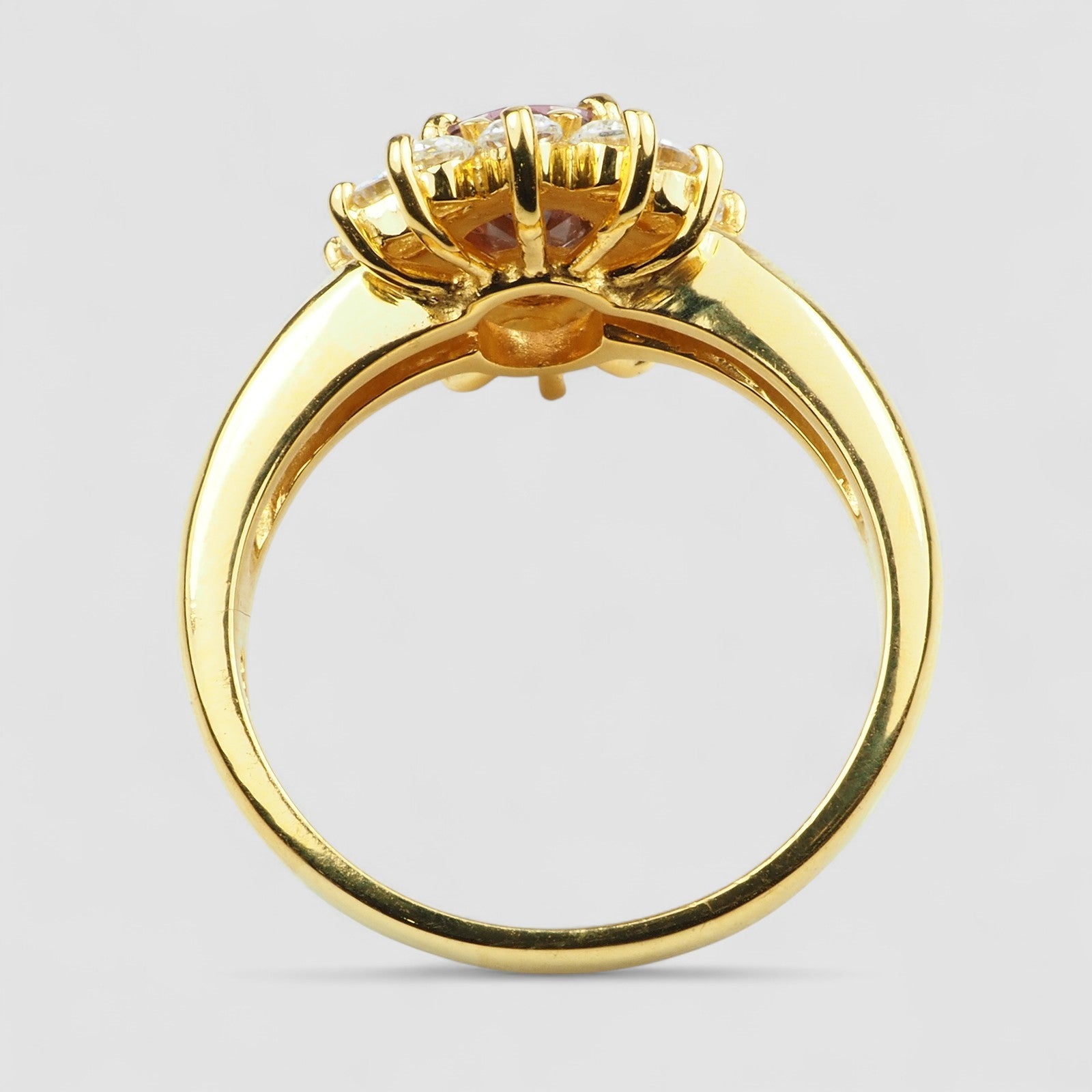 24K Gold Champagne Zircon 925 Sterling Silver Ring