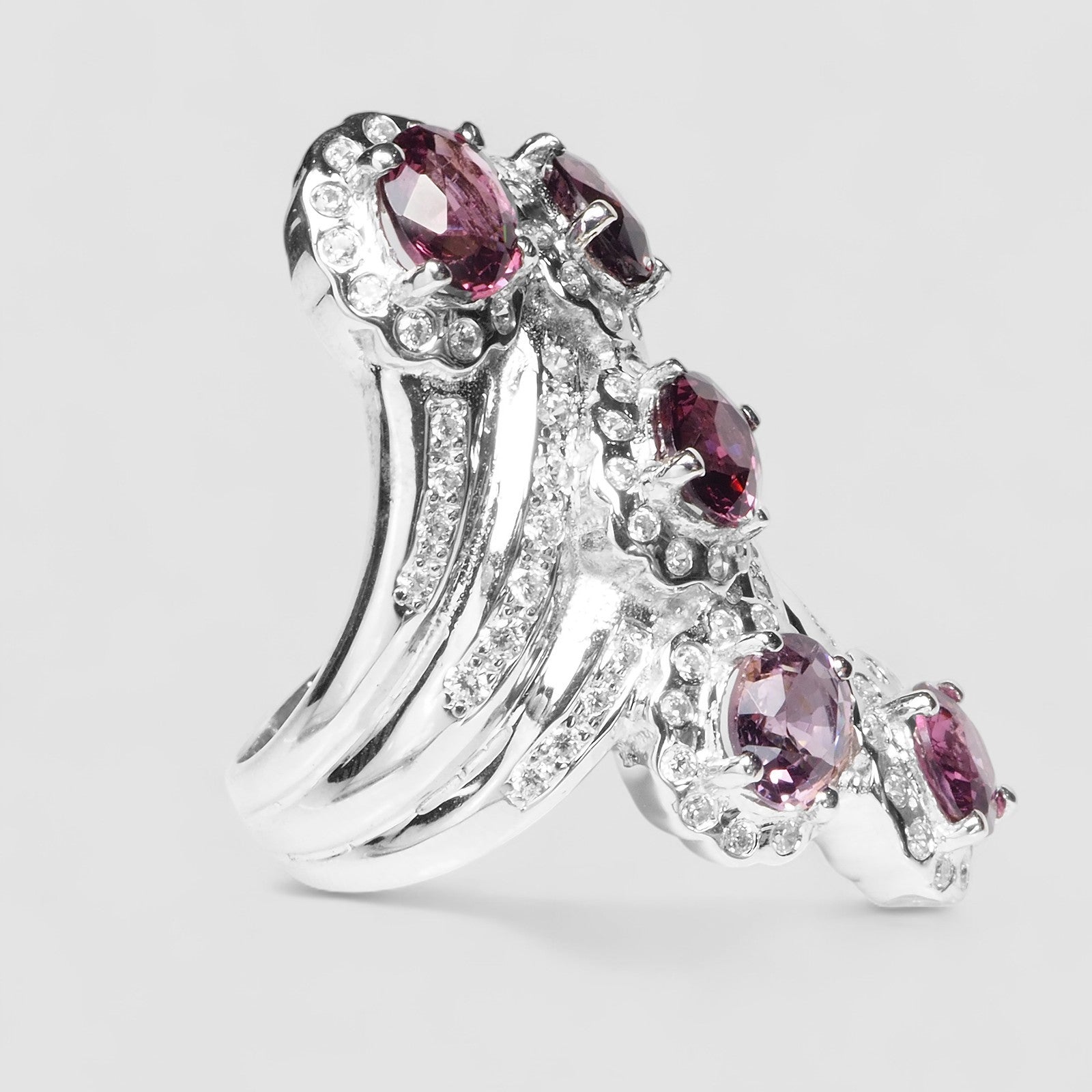Purple Spinel Set 925 Sterling Silver Ring