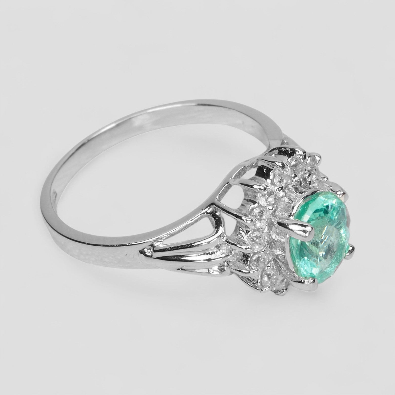 Vivid Green Emerald 925 Sterling Silver Ring