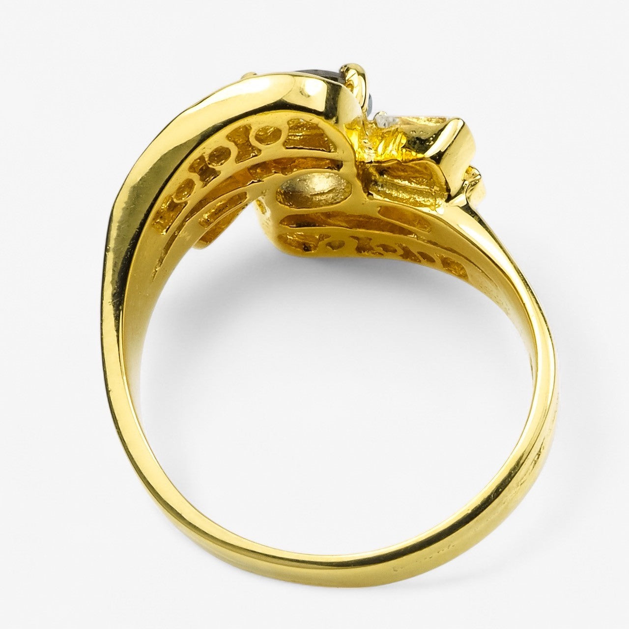 Gray Spinel 925 Sterling Silver 24K Gold Ring